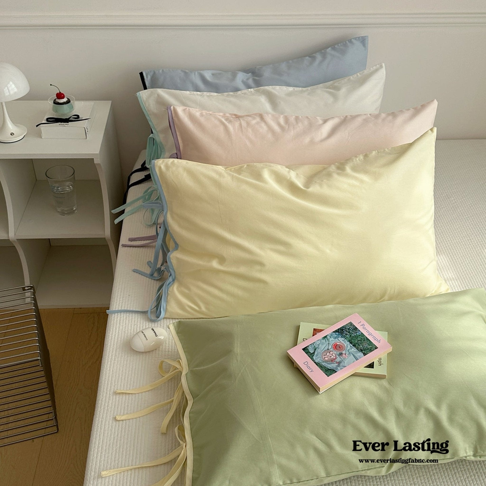 Chloe Solid Tie Pillowcase / Purple with Black Ties - Ever Lasting