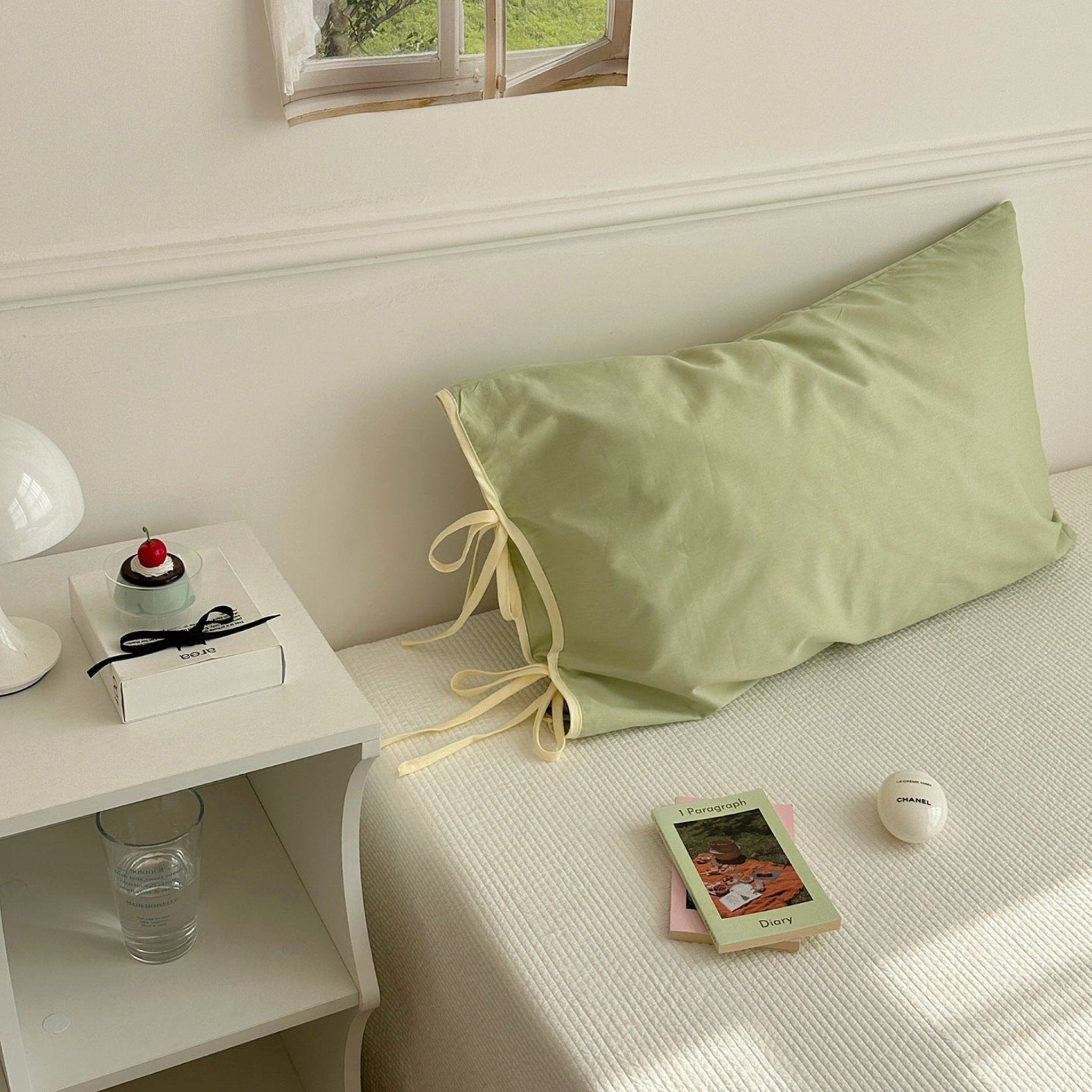 Chloe Solid Tie Pillowcase / Purple with Black Ties - Ever Lasting