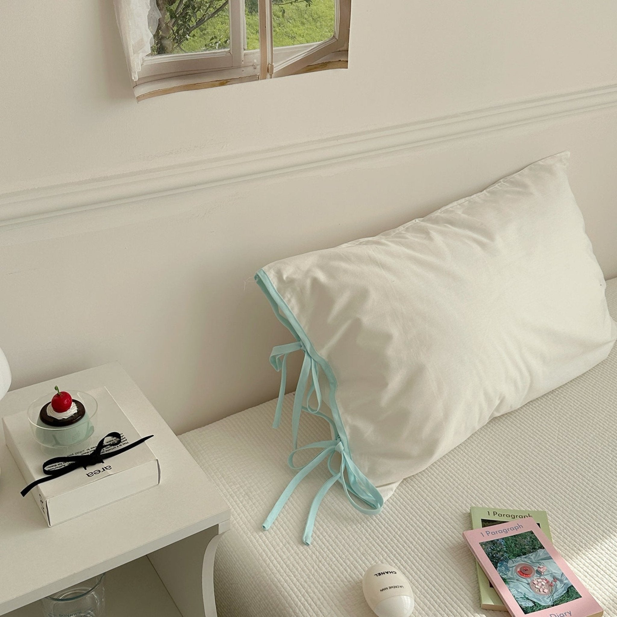 Chloe Solid Tie Pillowcase / Purple with Black Ties - Ever Lasting