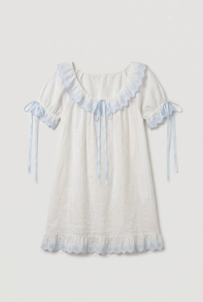 -Ever Lasting - Cloudberry Ruffle Short-Sleeved Nightgown / White -Pajamas -Ever Lasting