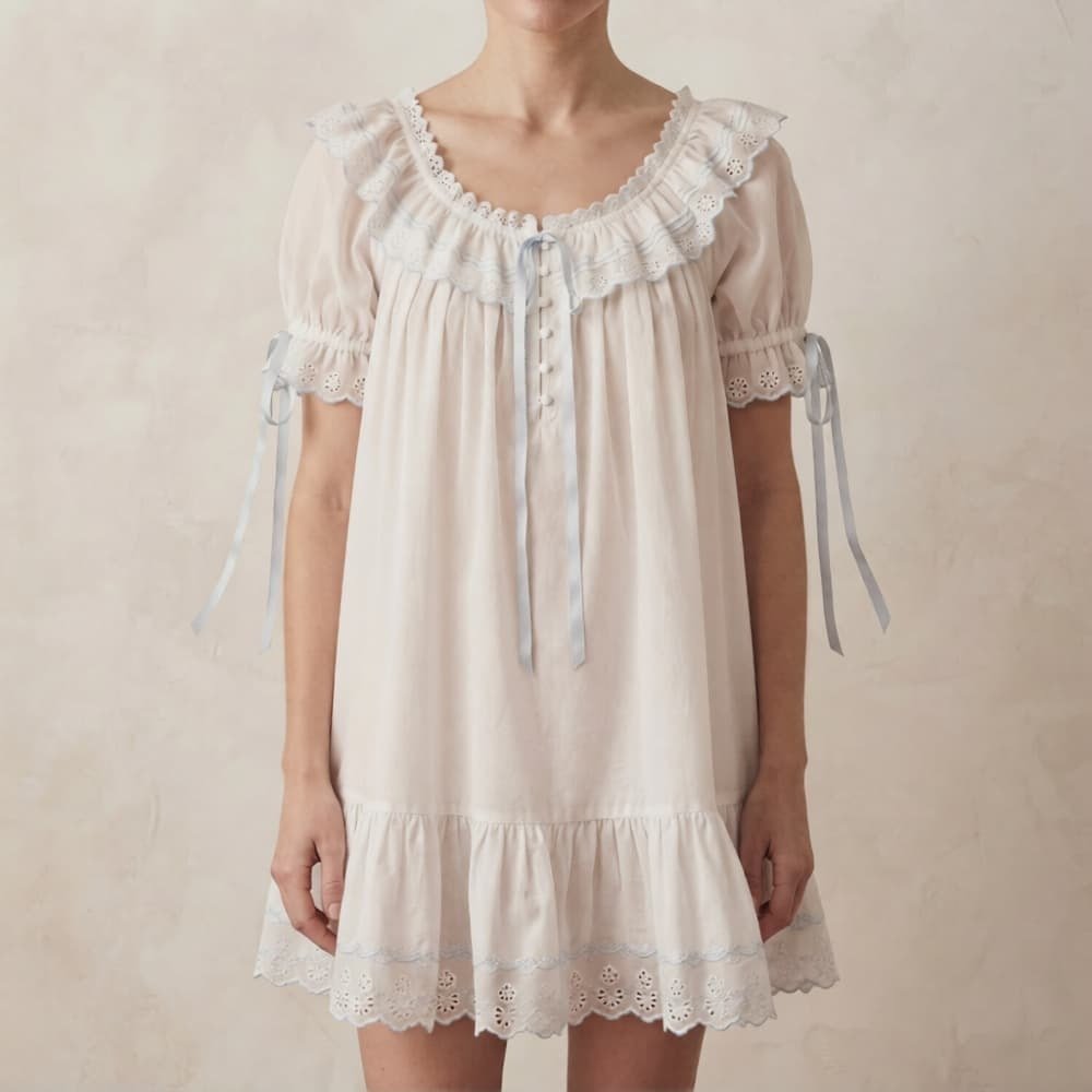 -Ever Lasting - Cloudberry Ruffle Sleeveless Nightgown / White -Pajamas -Ever Lasting