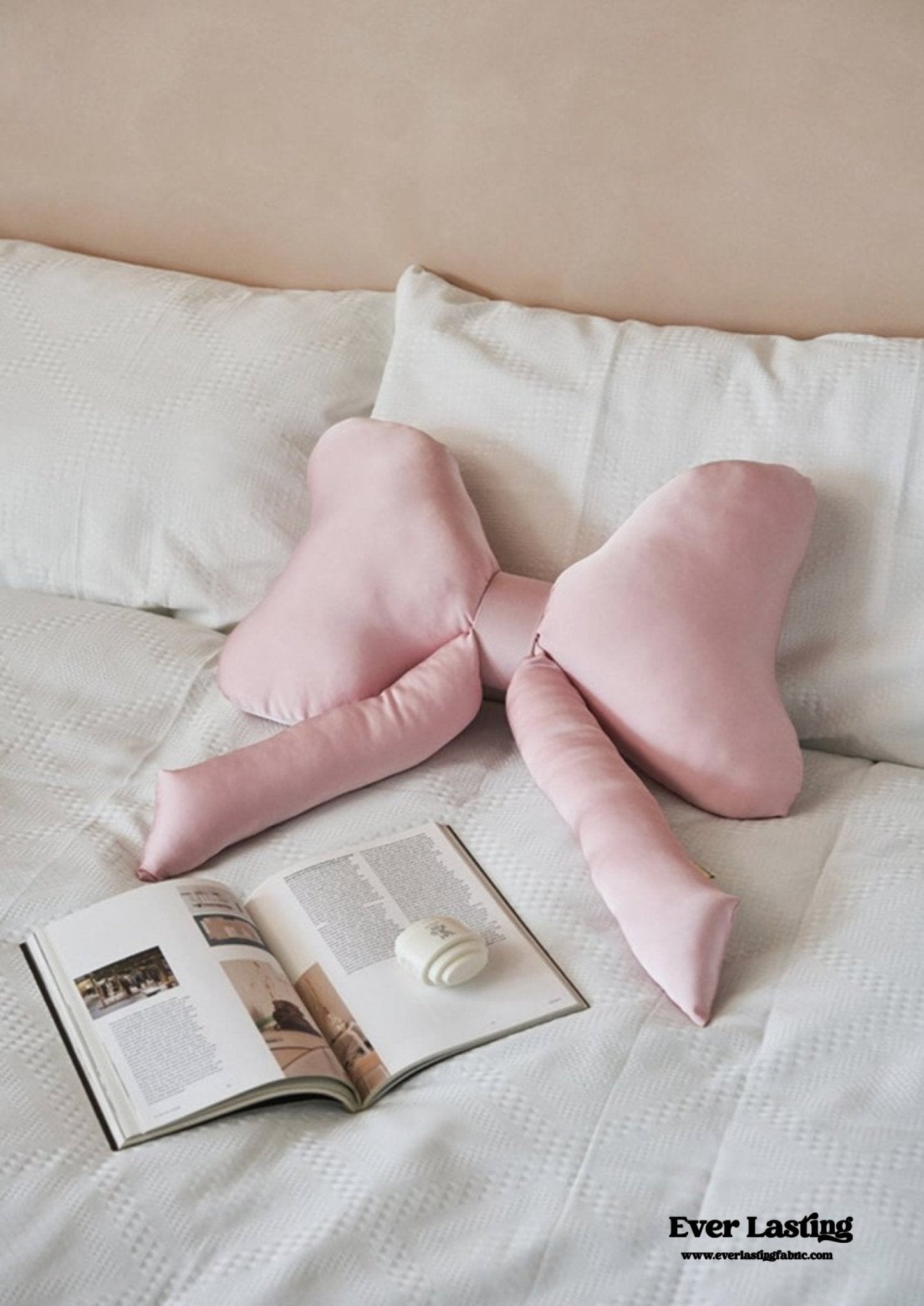 Coquette Cute Bow Shaped Square Pillow / Blue - Ever Lasting