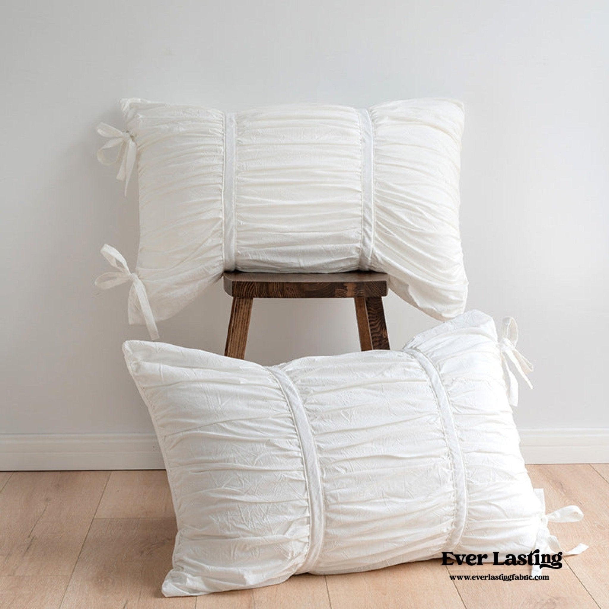 Coquette Ribbon Ties Pillowcases / White - Ever Lasting