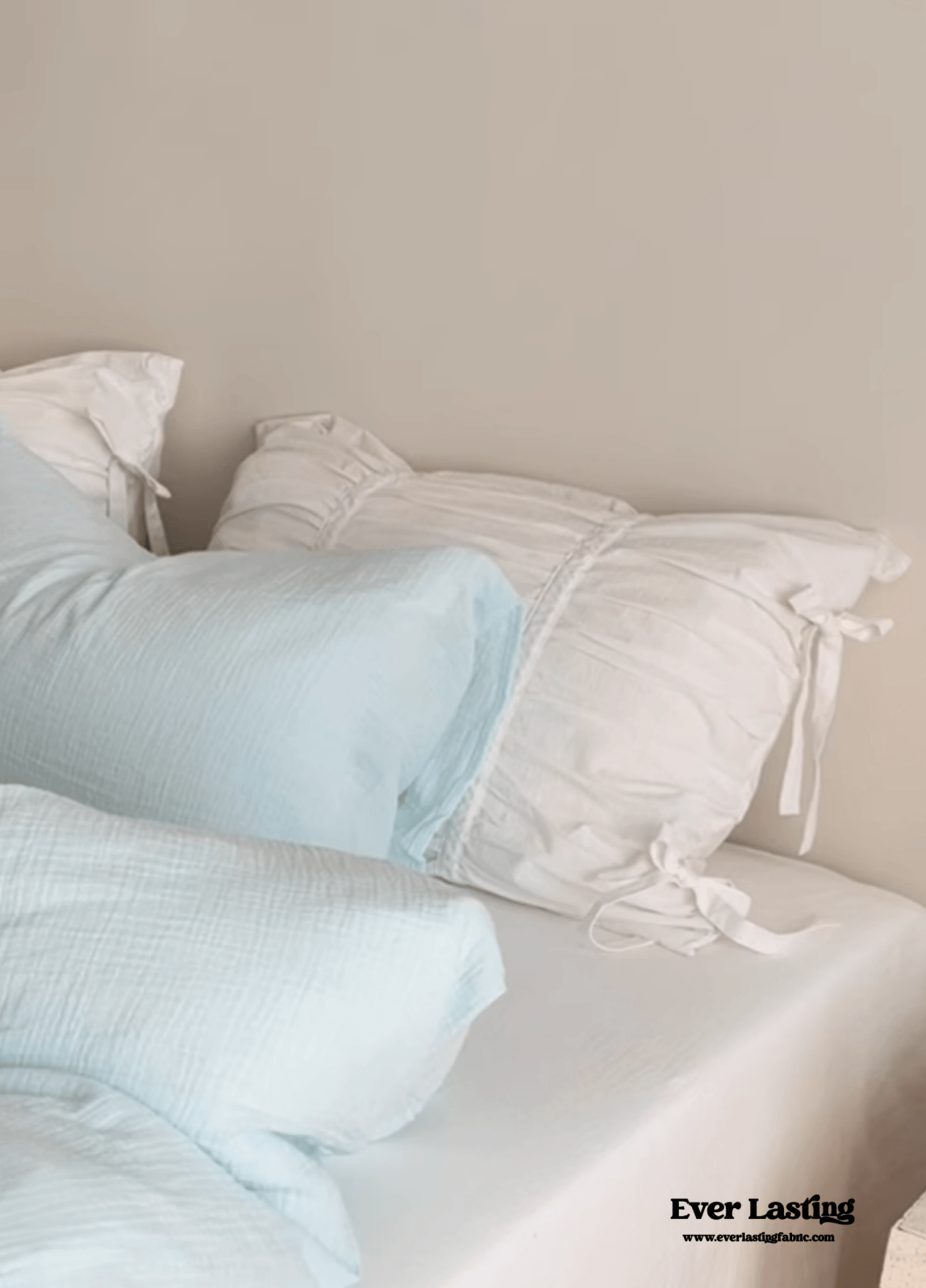 Coquette Ribbon Ties Pillowcases / White - Ever Lasting