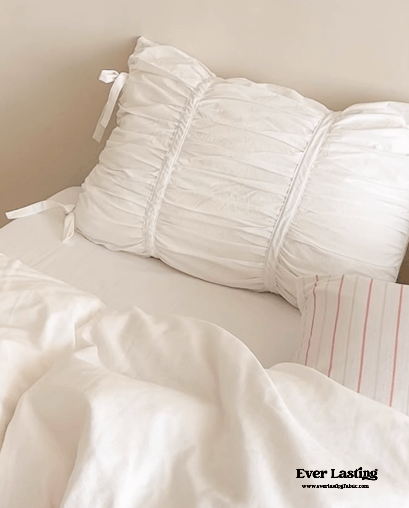 Coquette Ribbon Ties Pillowcases / White - Ever Lasting