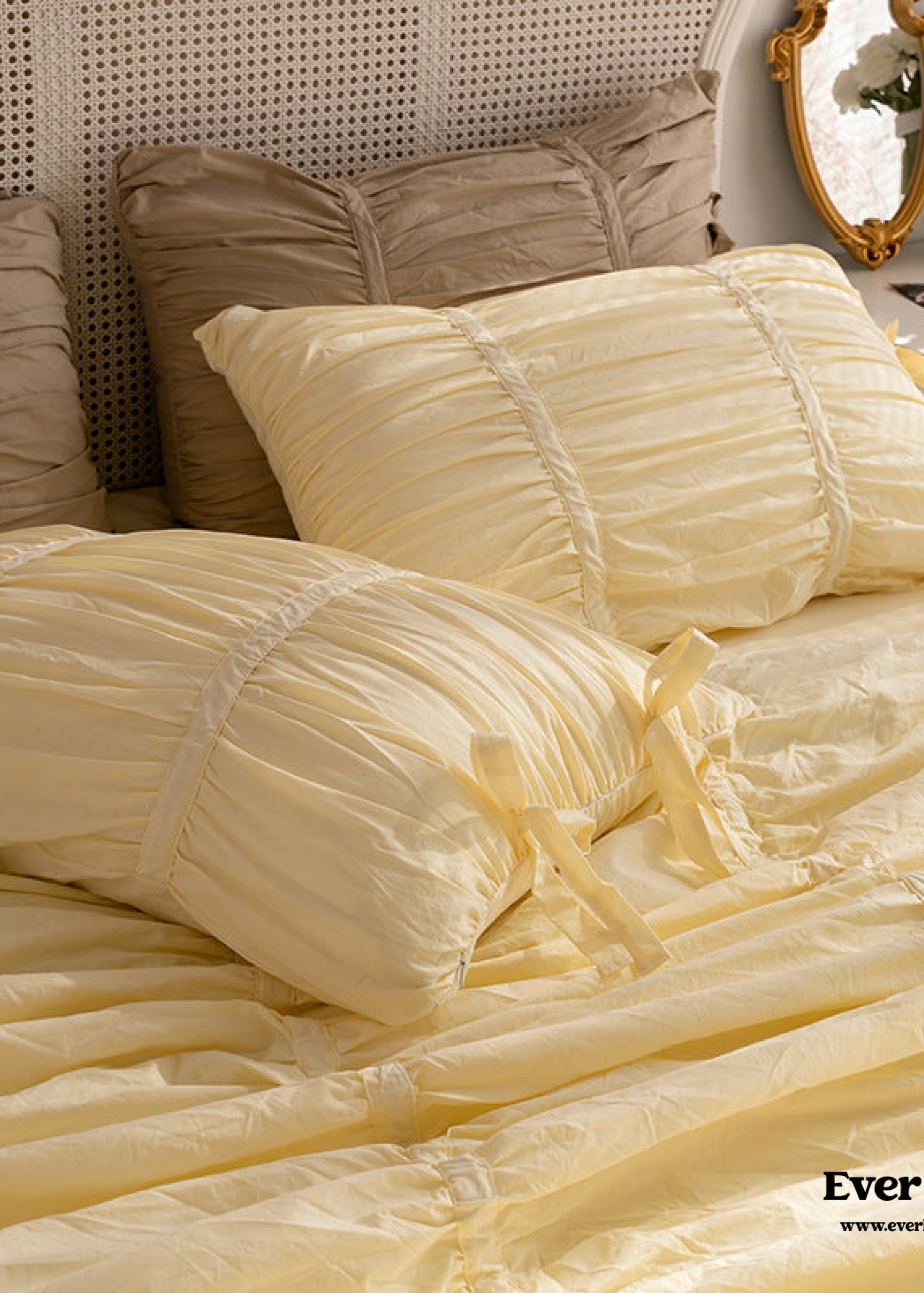 Coquette Ruffle Bedding Set with Ties / White Bedding Set