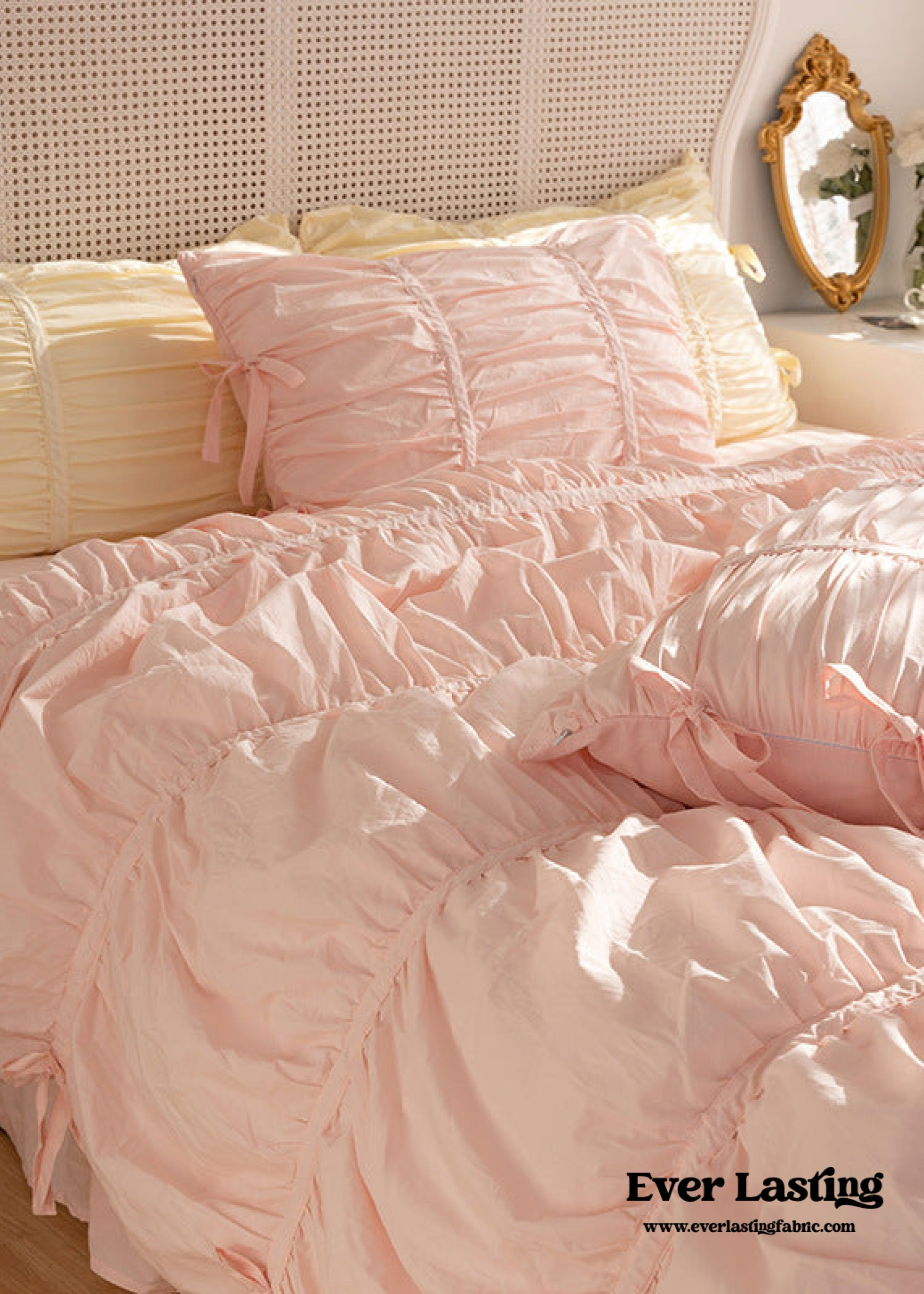 Coquette Ruffle Bedding Set with Ties / White Bedding Set