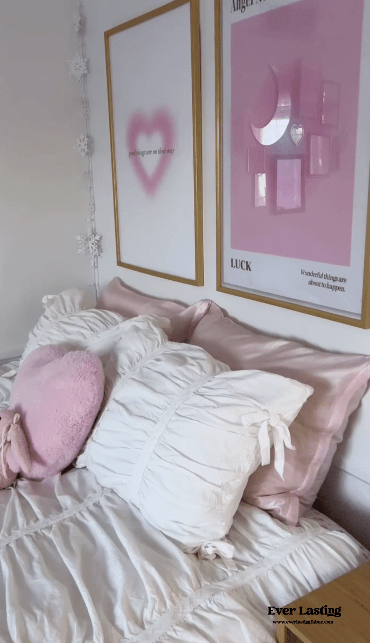 Coquette Ruffle Ribbon Ties Duvet Cover / White - Ever Lasting