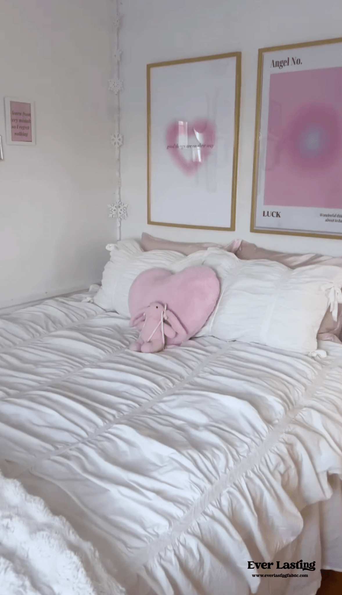 Coquette Ruffle Ribbon Ties Duvet Cover / White - Ever Lasting