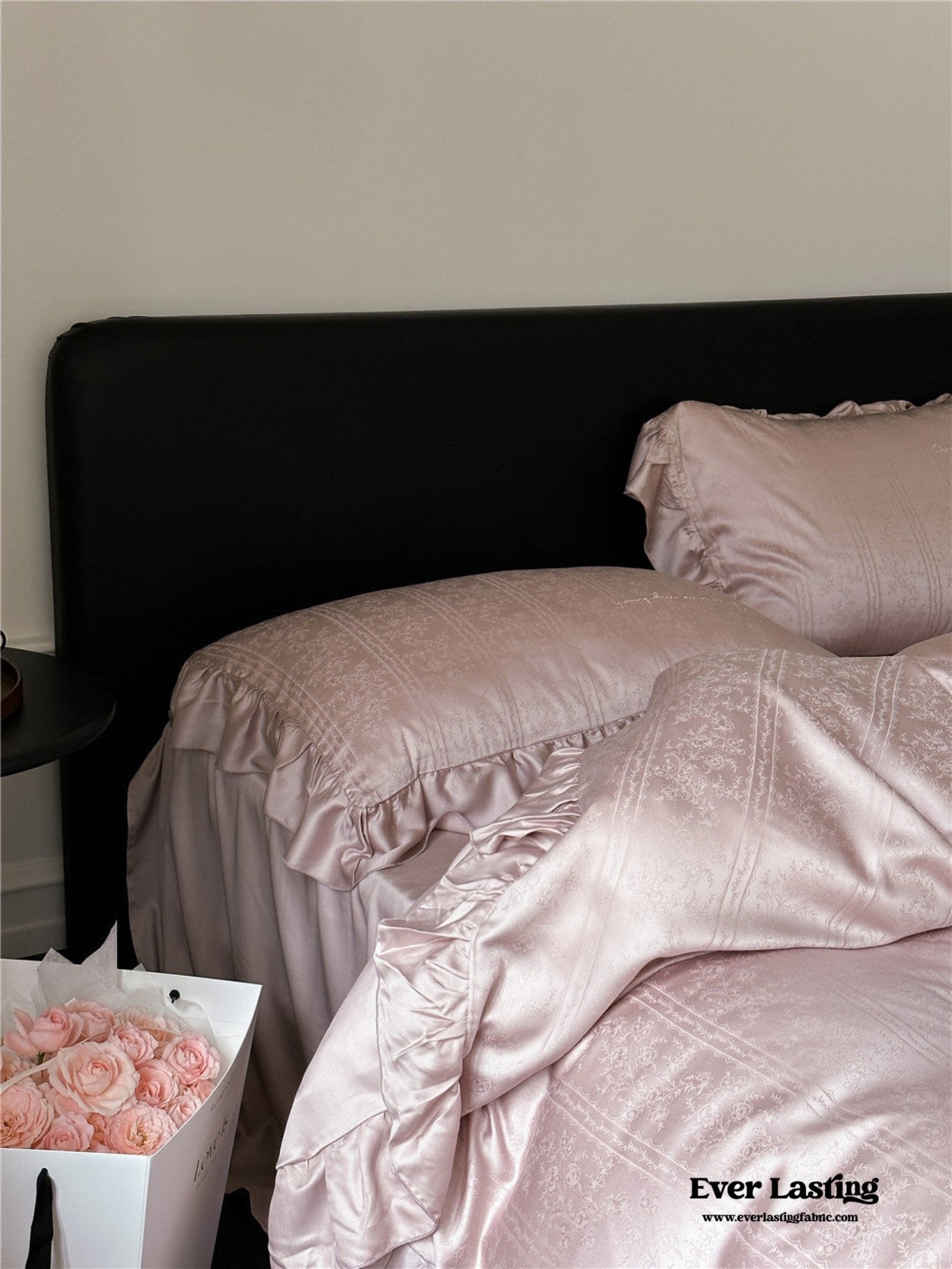 Coquette Tencel Silky Ruffle Bedding Set / White - Ever Lasting
