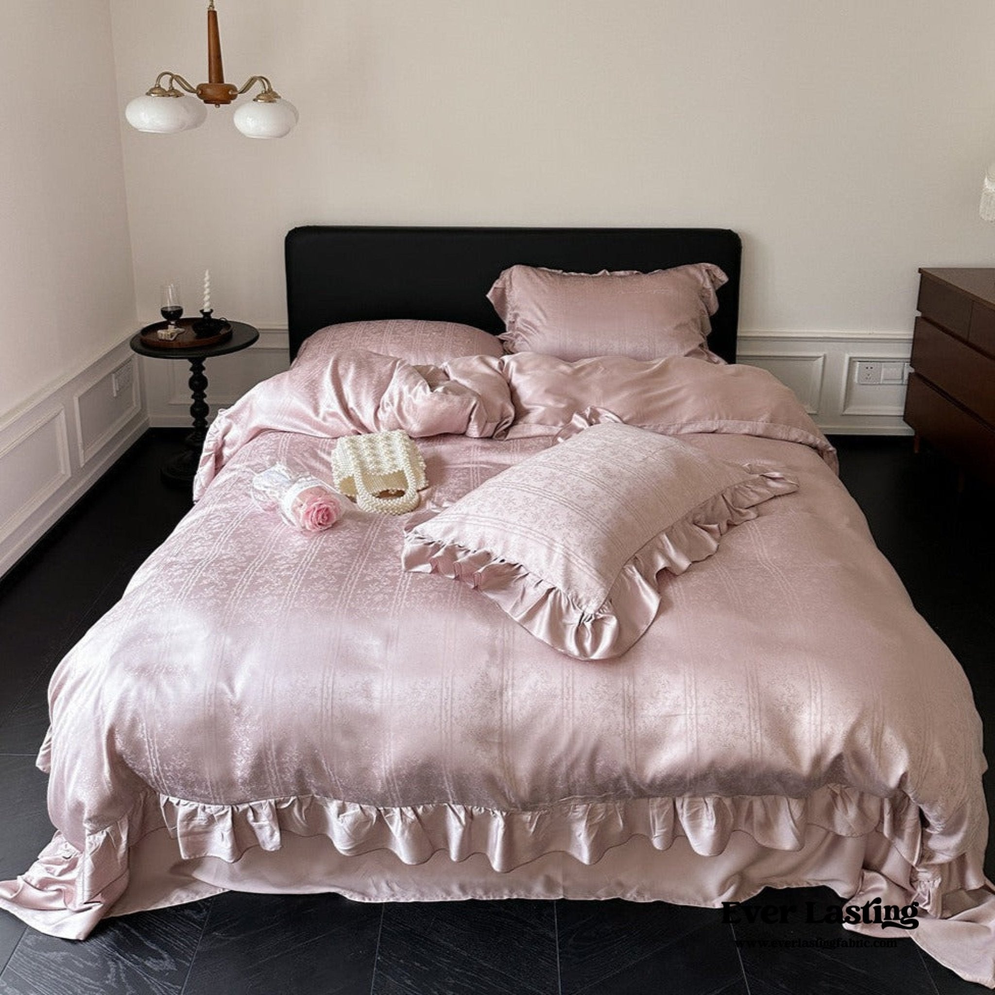 Coquette Tencel Silky Ruffle Bedding Set / White - Ever Lasting