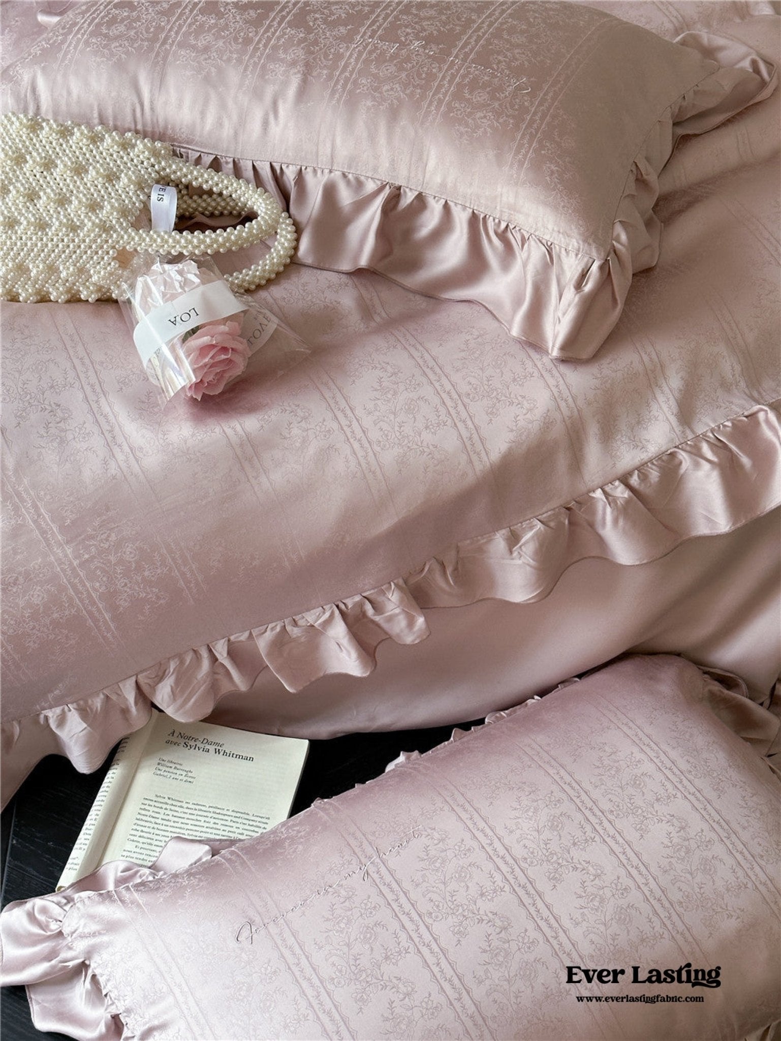 Coquette Tencel Silky Ruffle Bedding Set / White - Ever Lasting