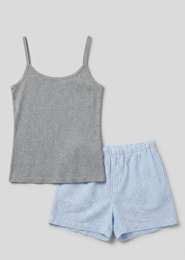- Ever Lasting - Cosette Sleeveless & Short - Pant Pajama Set / Gray - Pajamas - Ever Lasting