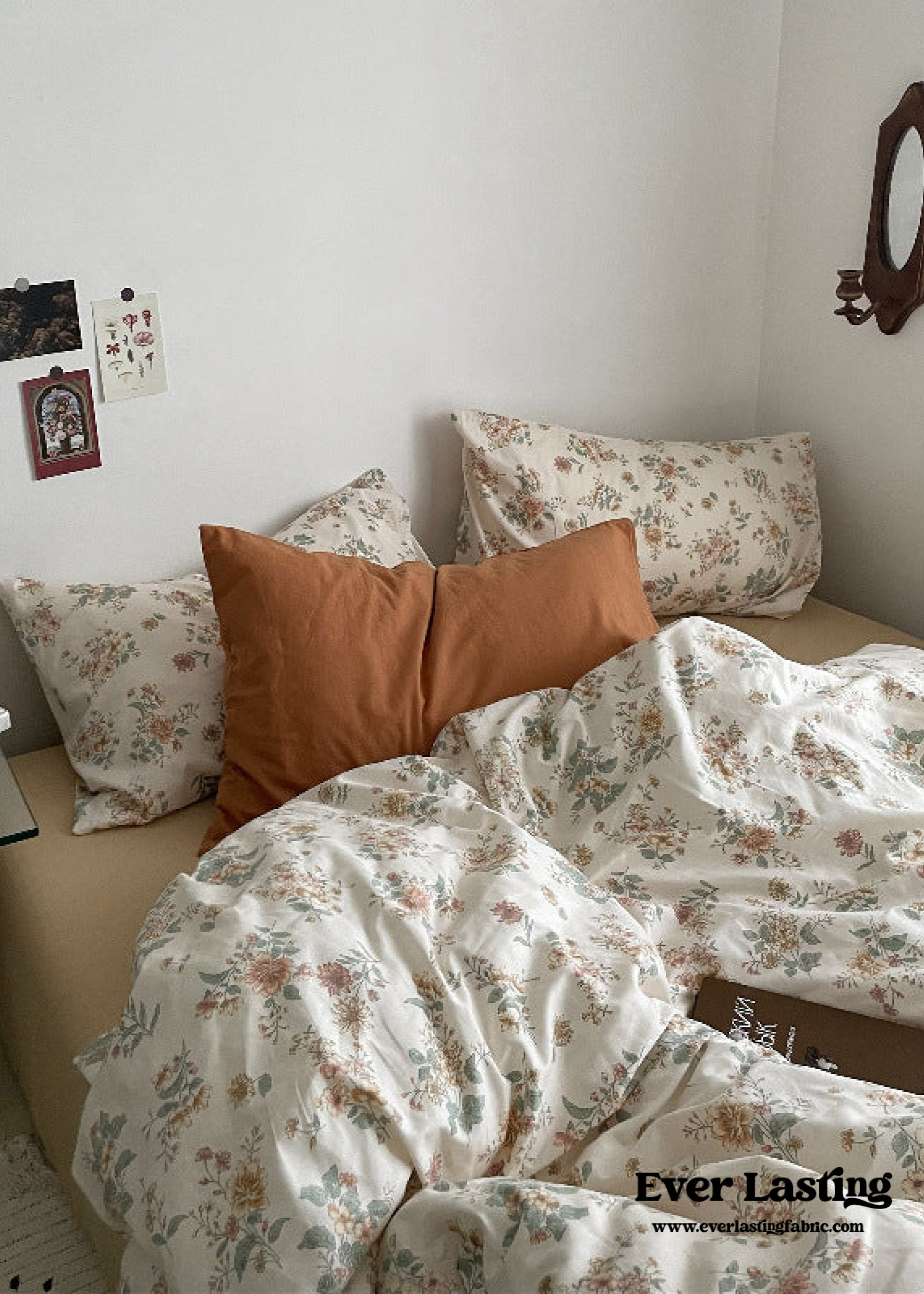 Cottage Floral Bedding Set / Orange Beige