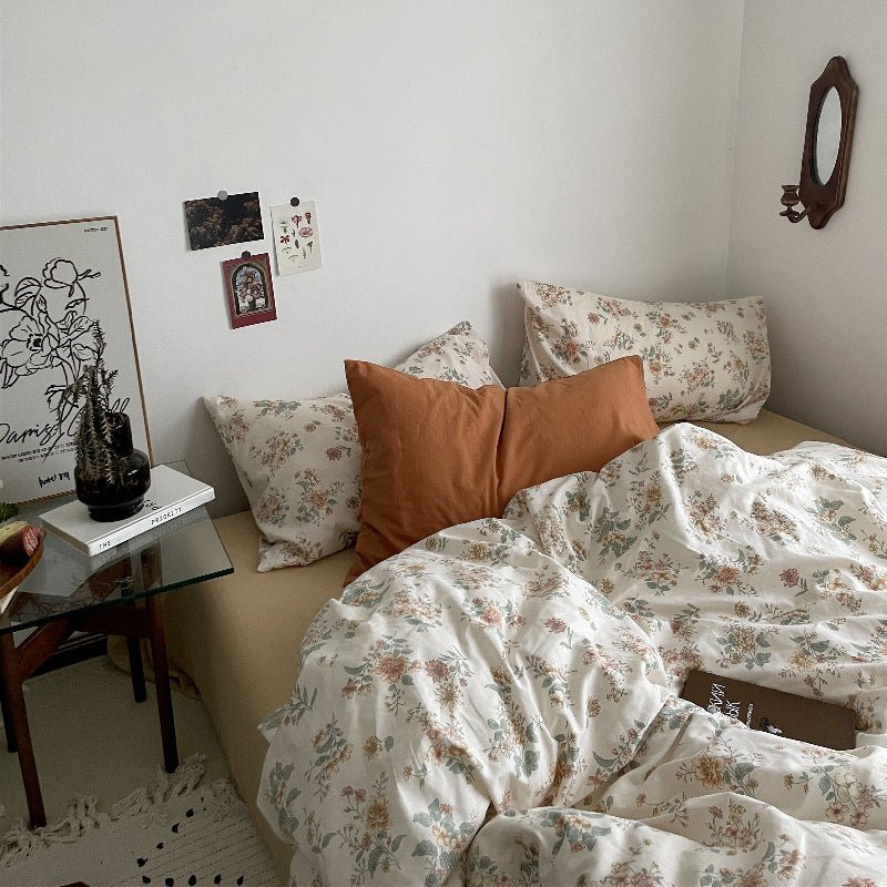 - Ever Lasting - Cottage Floral Bedding Set / Orange Beige - Bedding Set - Ever Lasting