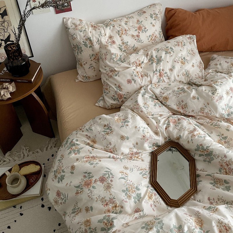 - Ever Lasting - Cottage Floral Bedding Set / Orange Beige - Bedding Set - Ever Lasting
