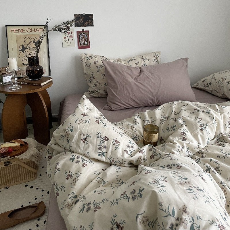 - Ever Lasting - Cottage Floral Bedding Set / Orange Beige - Bedding Set - Ever Lasting