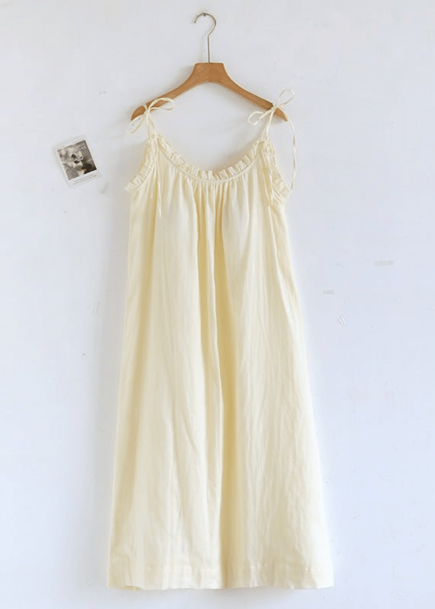Cotton Gauze Lounge Dress with Built - In Bra – Adjustable Strap Nightgown / Yellow - Ever Lasting