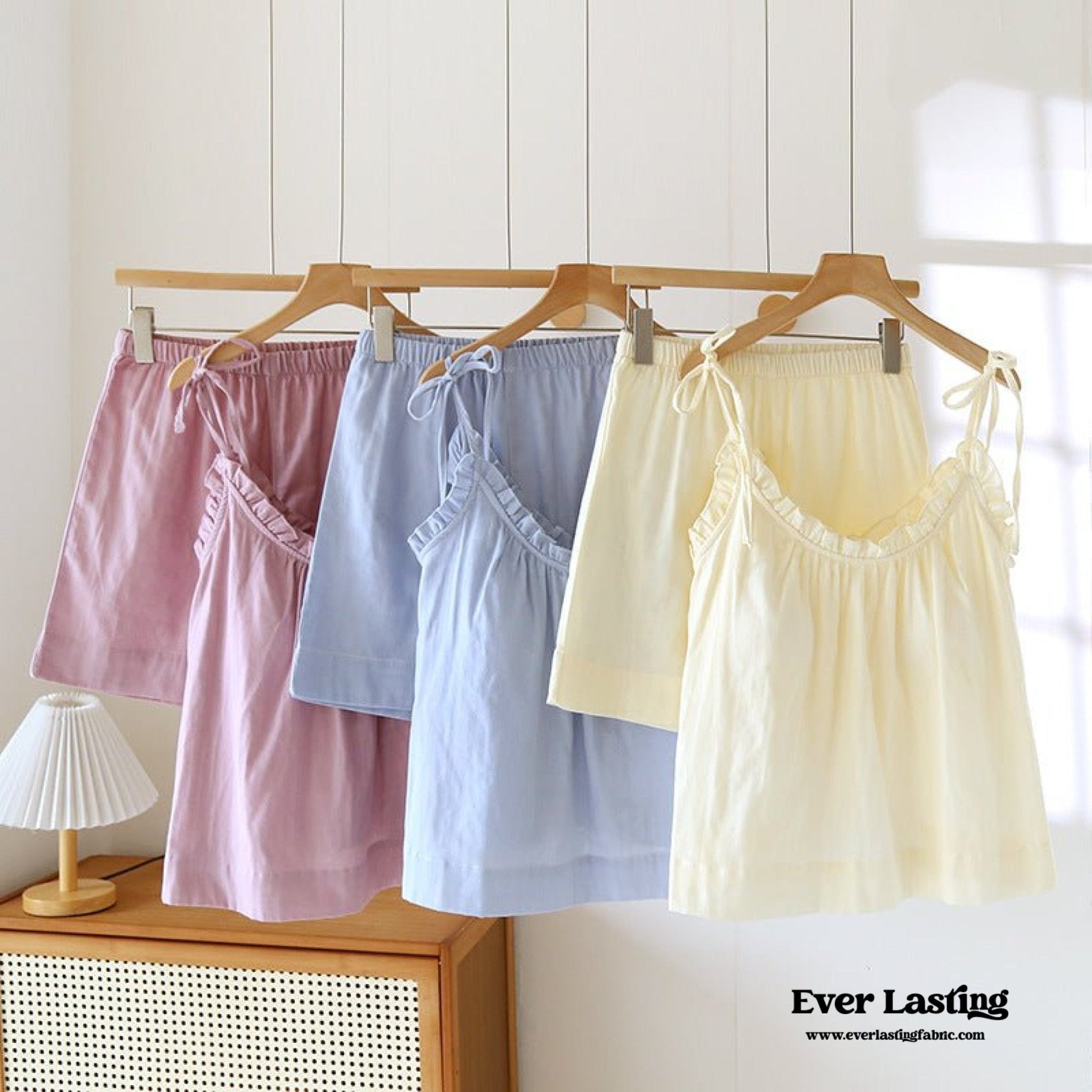 Cotton Gauze Lounge Dress with Built - In Bra – Adjustable Strap Nightgown / Yellow - Ever Lasting