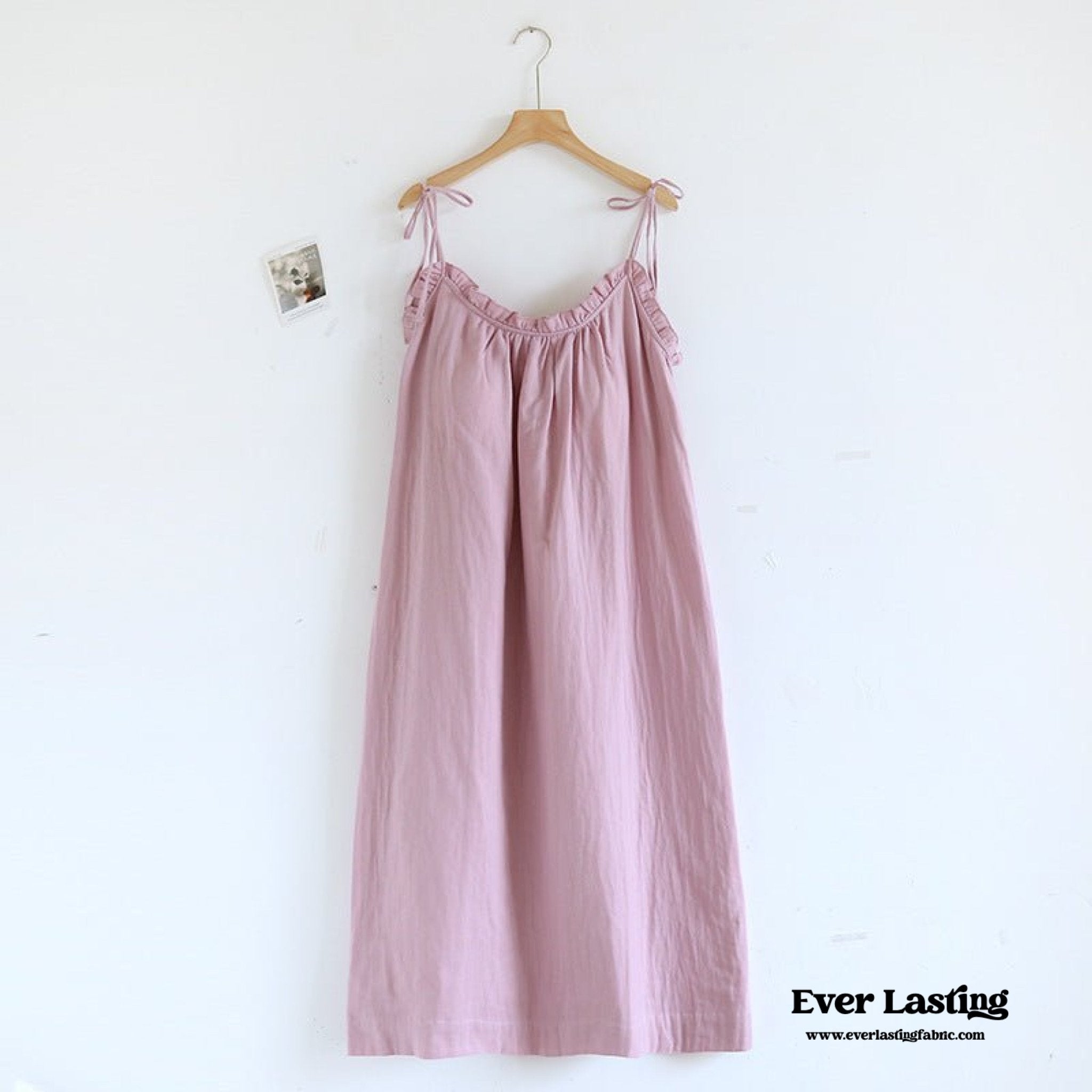 Cotton Gauze Lounge Dress with Built - In Bra – Adjustable Strap Nightgown / Yellow - Ever Lasting