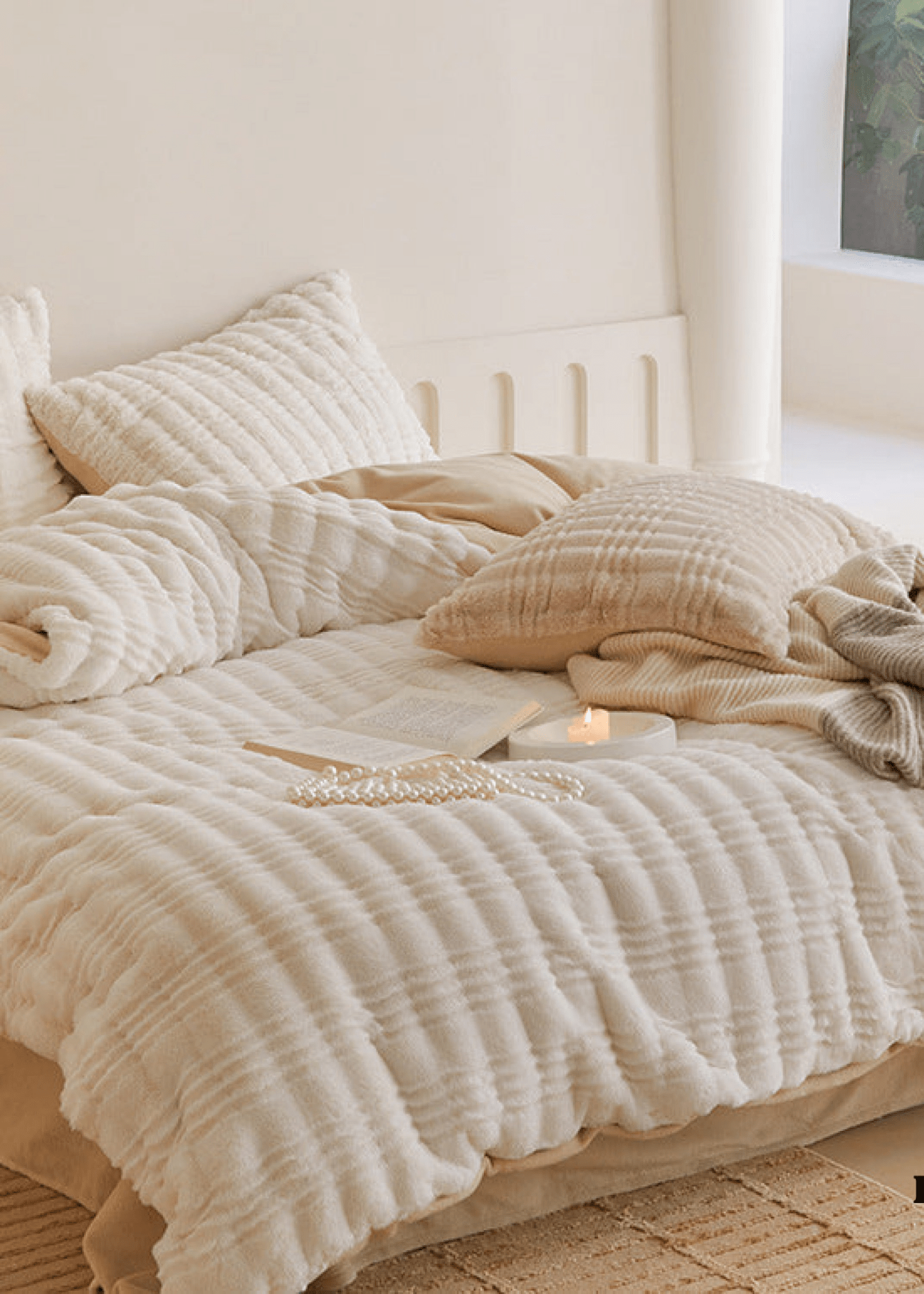 Cozy Earth Tone Milk Velvet Bedding Set / Beige Khaki - Ever Lasting