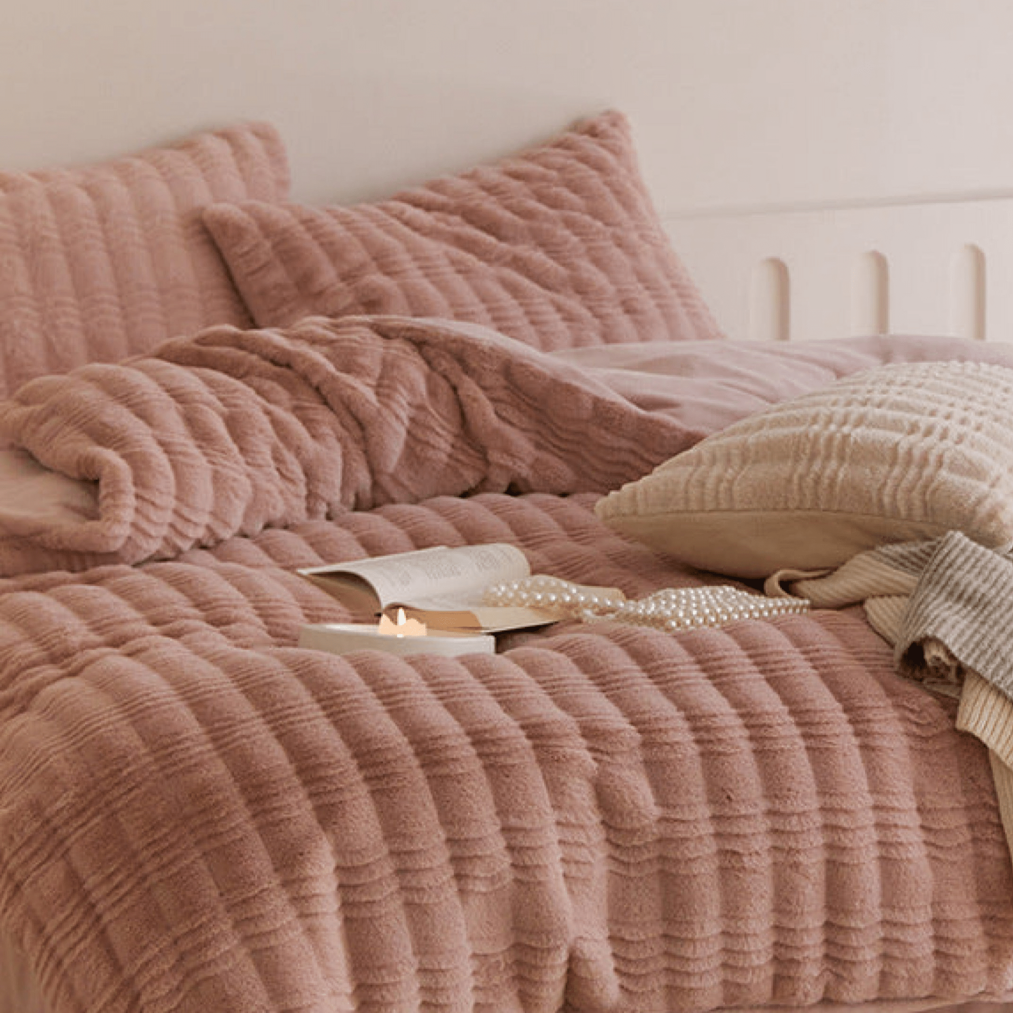 - Ever Lasting - Cozy Earth Tone Milk Velvet Bedding Set / Beige Khaki - Bedding Set - Ever Lasting