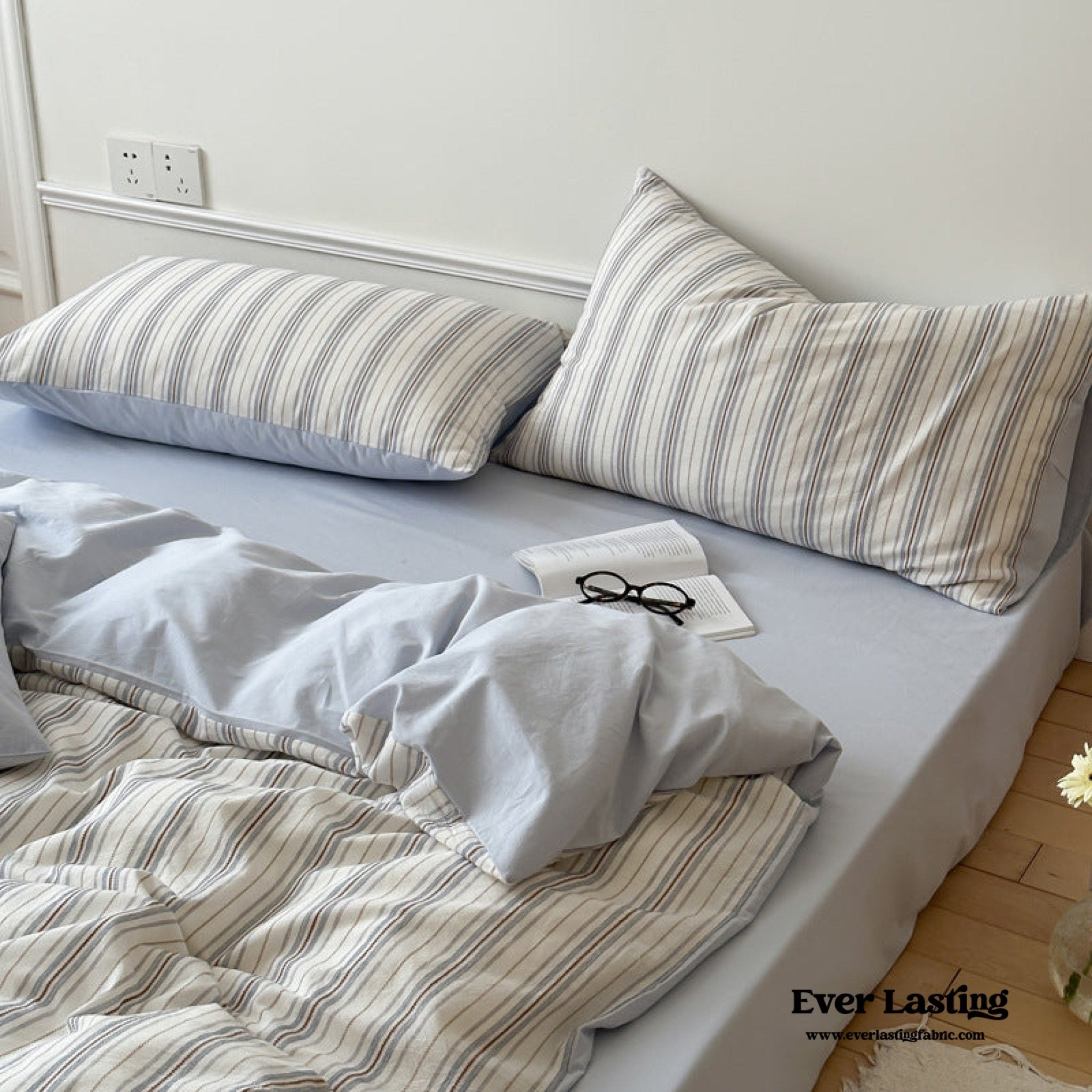 Cozy Pastel Striped Washed Cotton Bedding Bundle - Ever Lasting