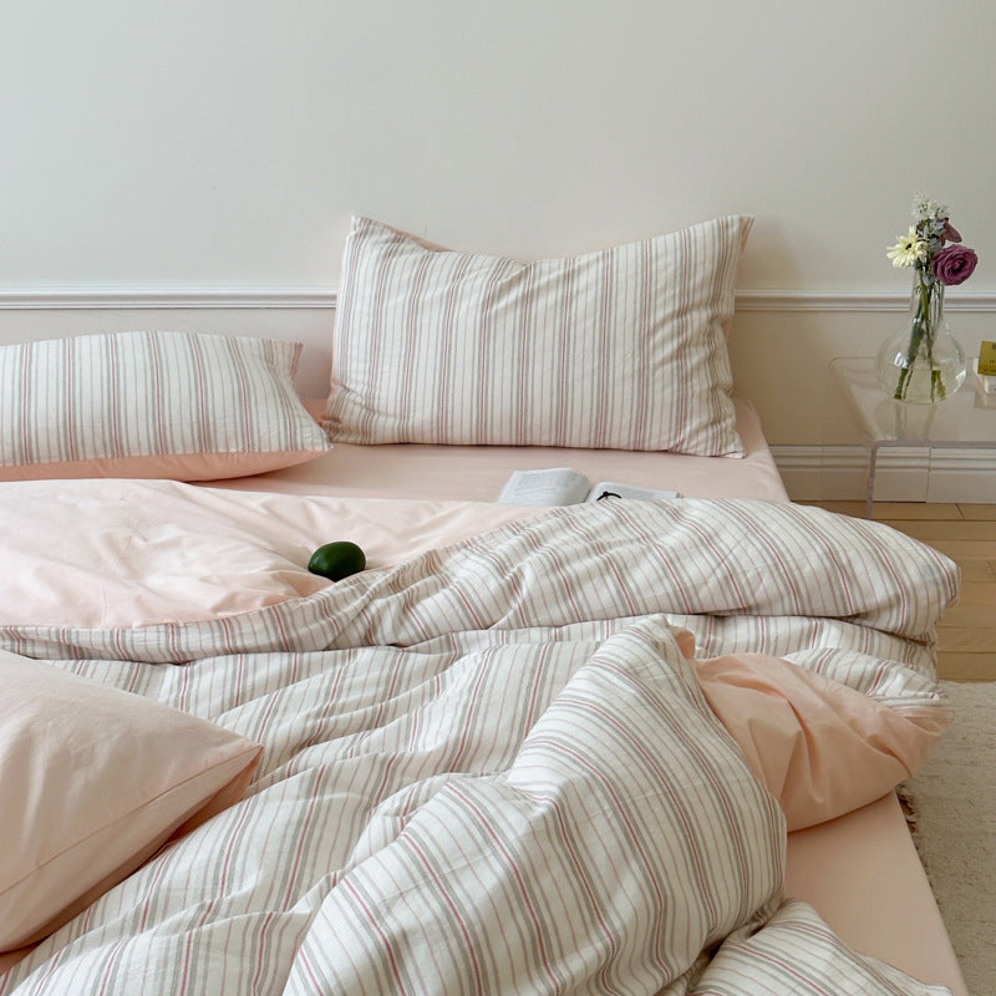Cozy Pastel Striped Washed Cotton Bedding Bundle - Ever Lasting