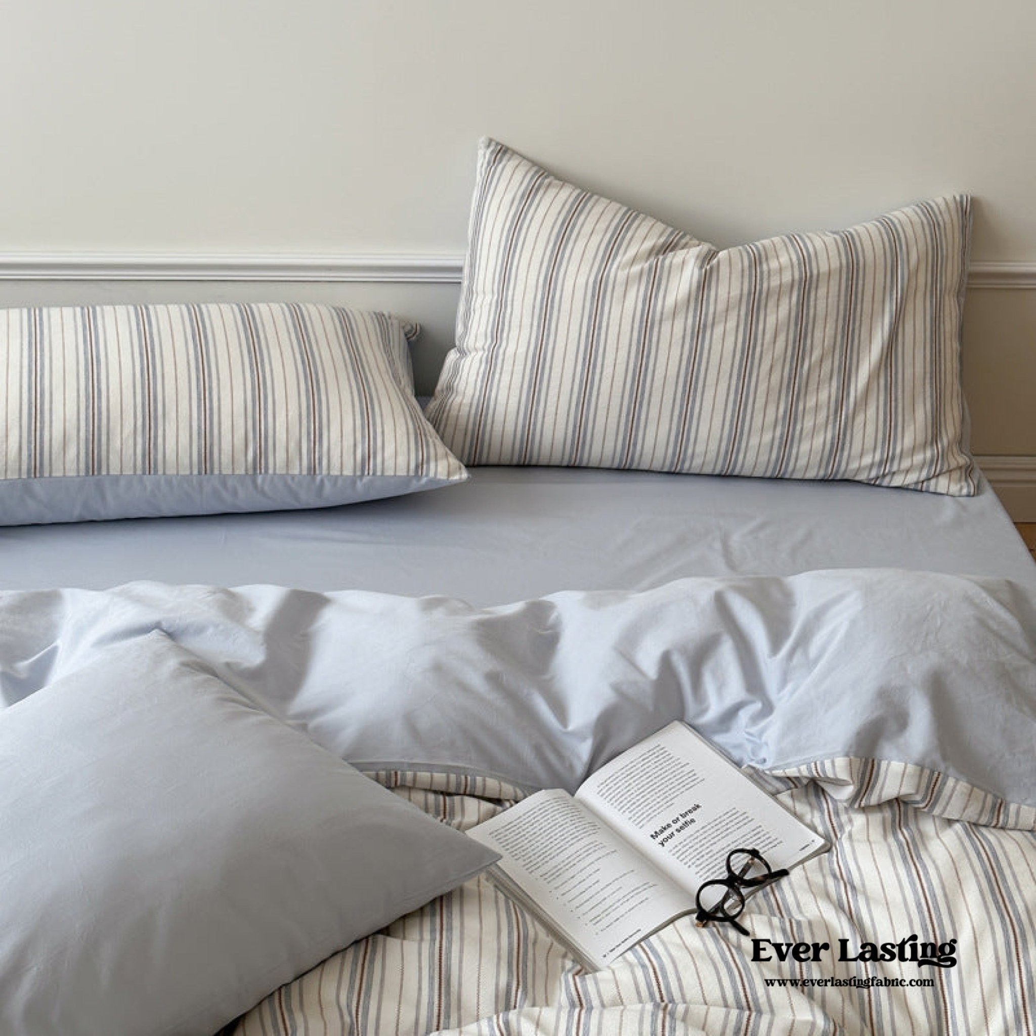Cozy Pastel Striped Washed Cotton Bedding Bundle - Ever Lasting