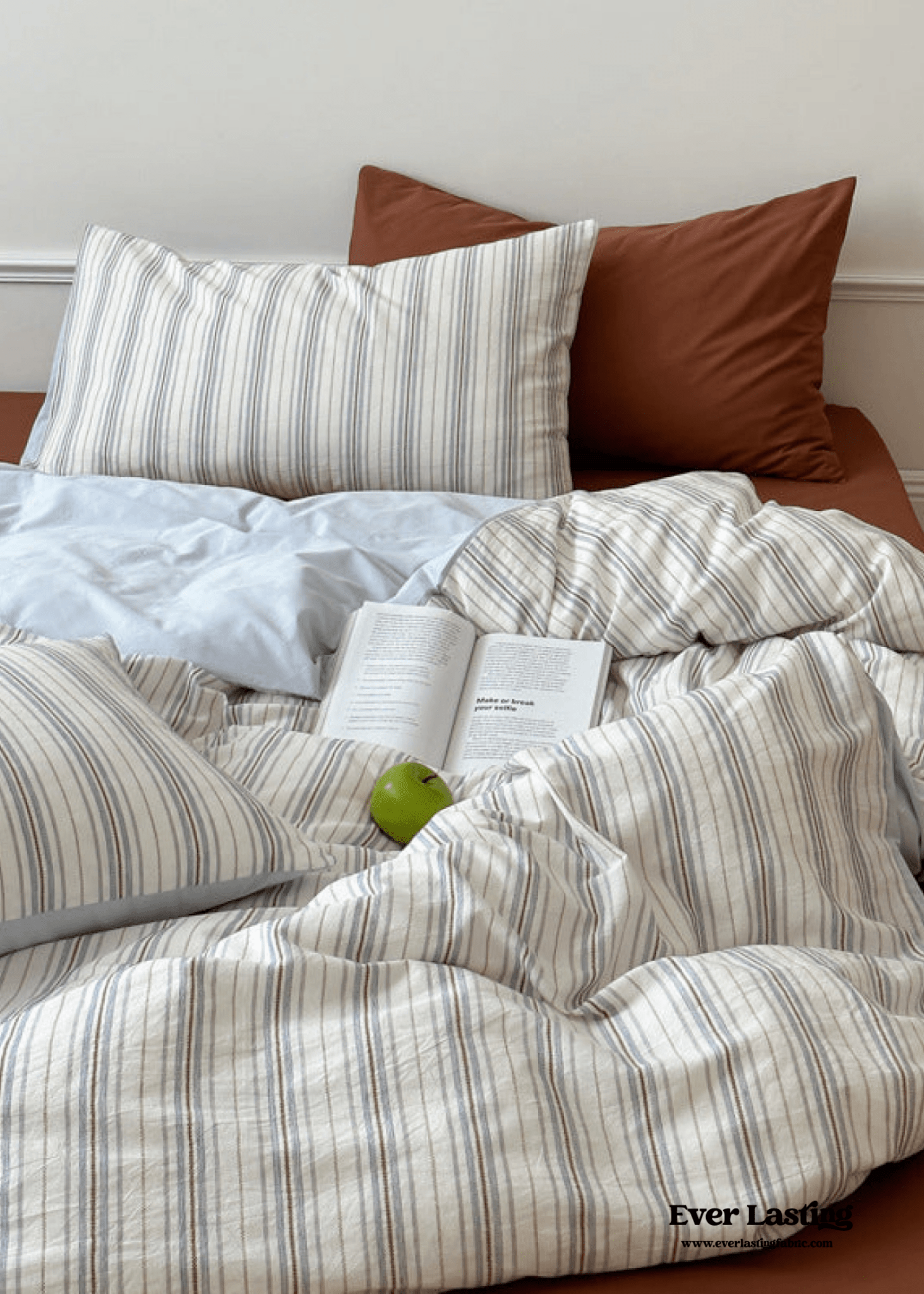 Cozy Pastel Striped Washed Cotton Pillowcases / Blue - Ever Lasting