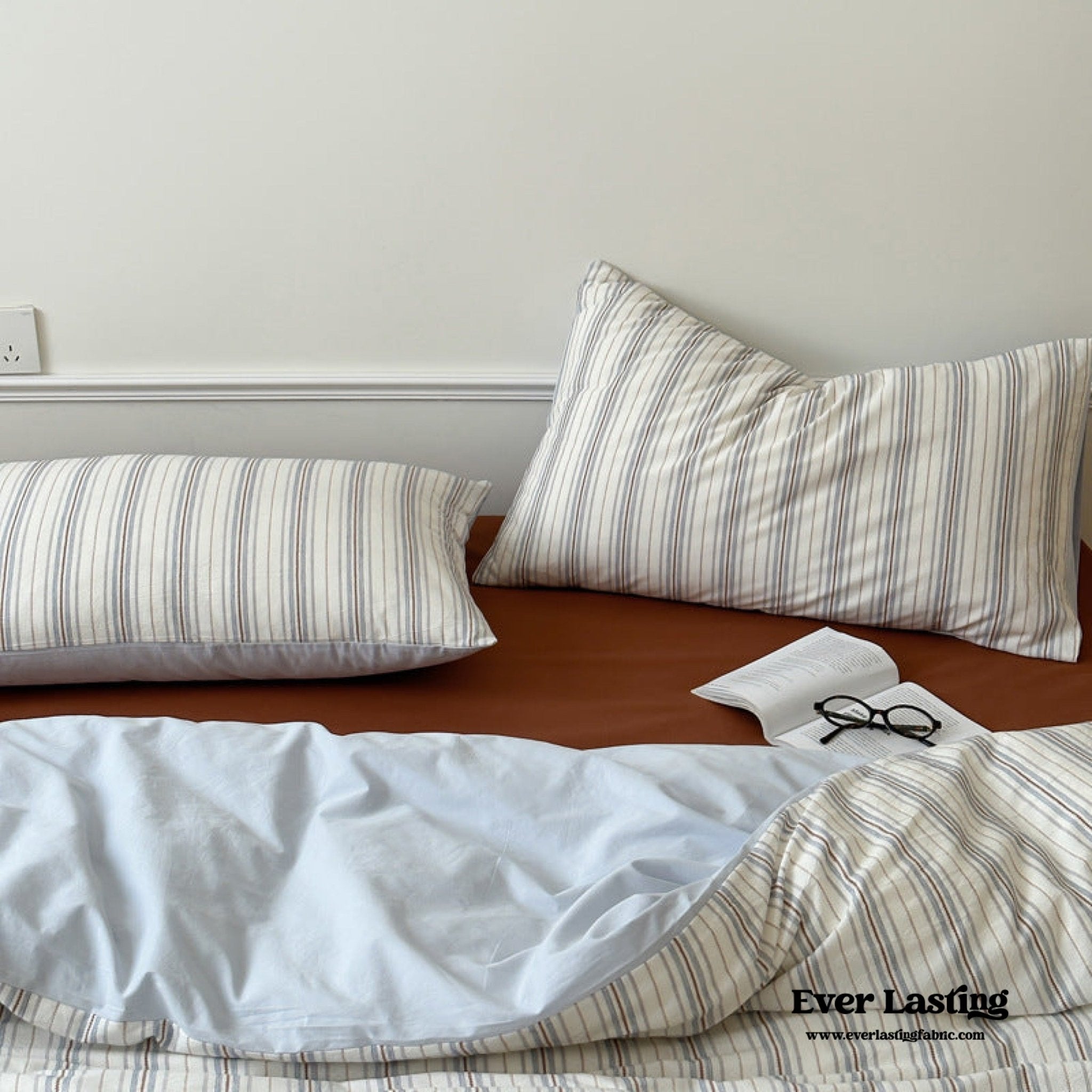 Cozy Pastel Striped Washed Cotton Pillowcases / Pink - Ever Lasting