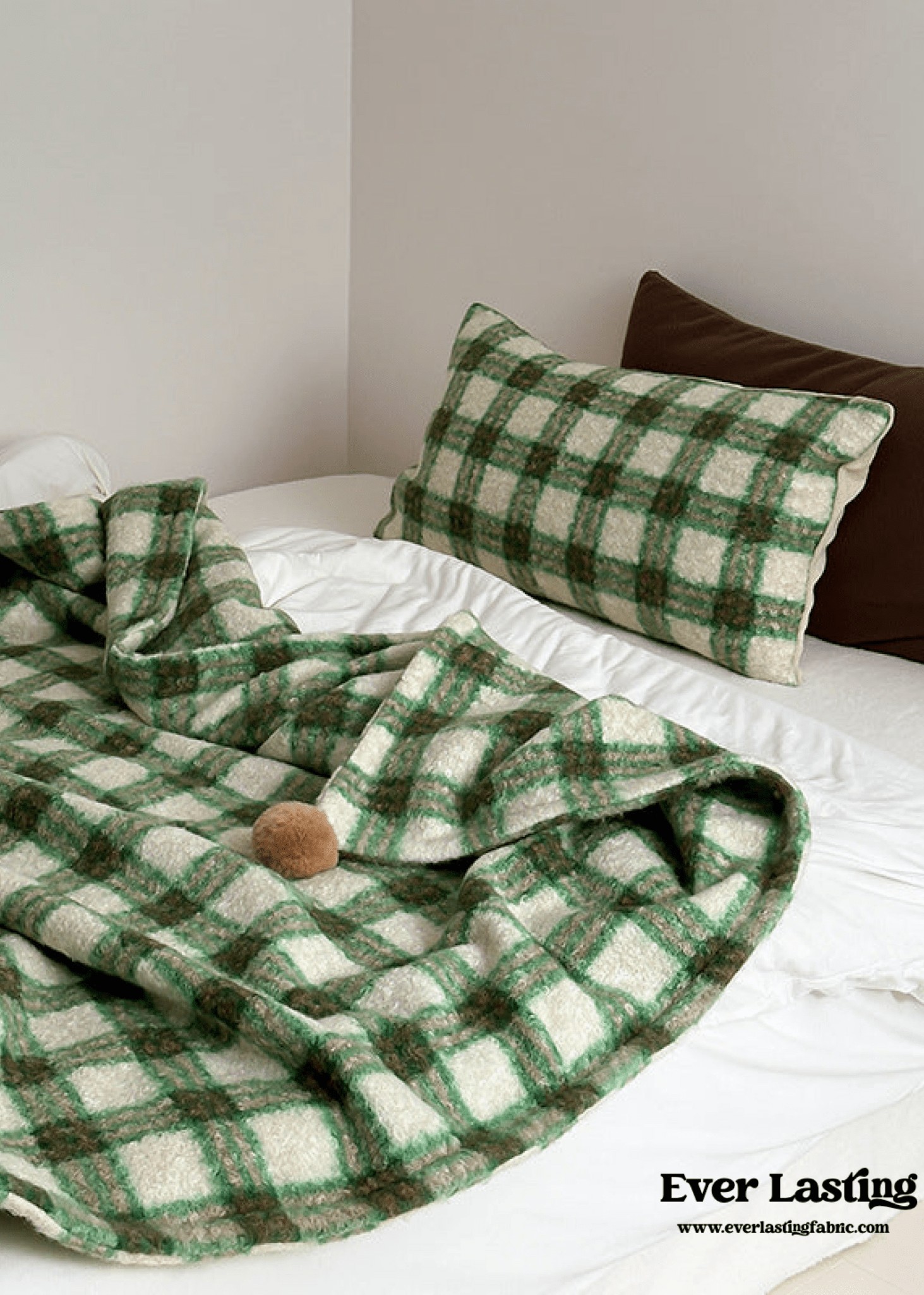 Cozy Plaid Wool Throw Blanket / Brown - Ever Lasting