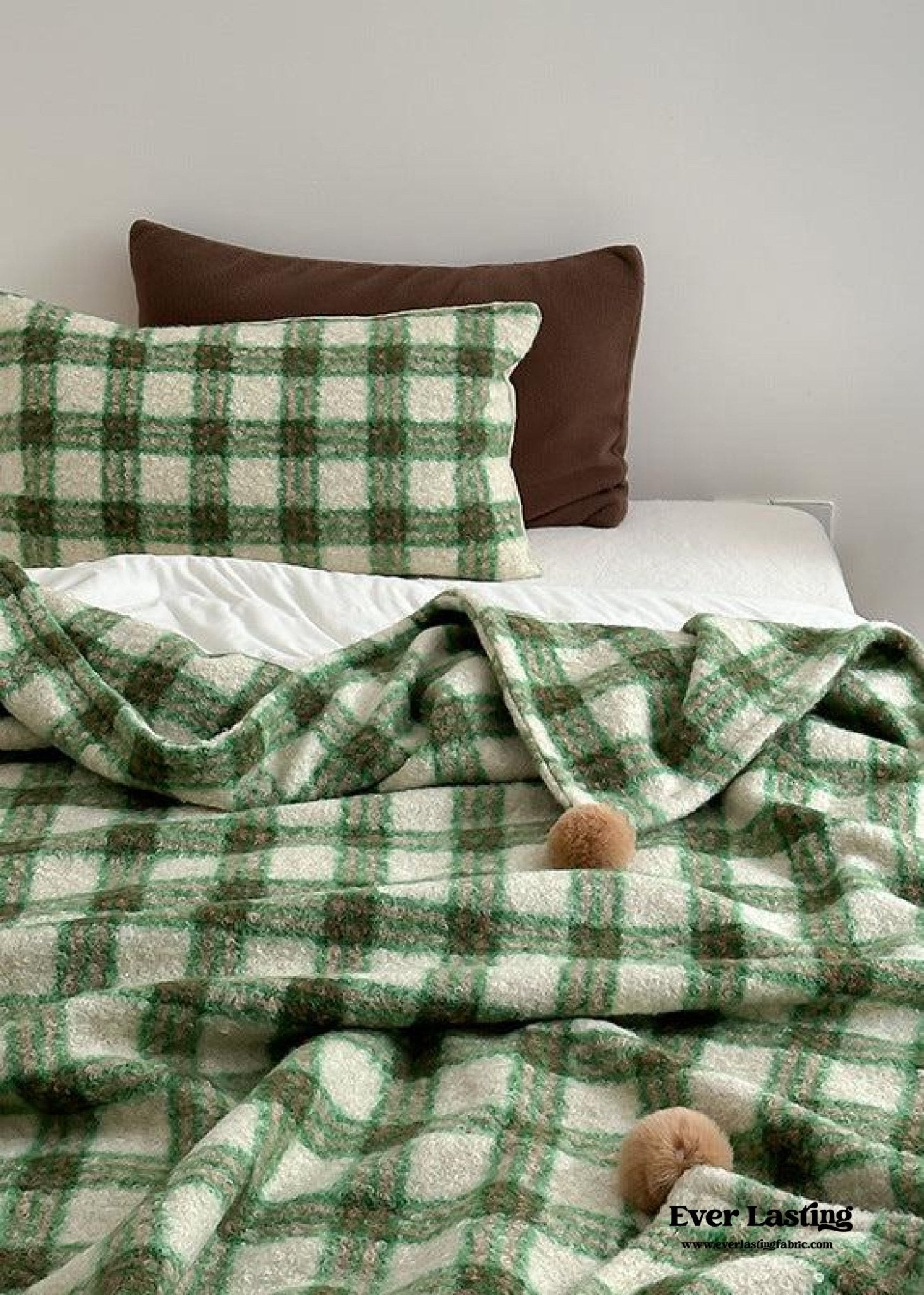 Cozy Plaid Wool Throw Blanket / Green - Ever Lasting