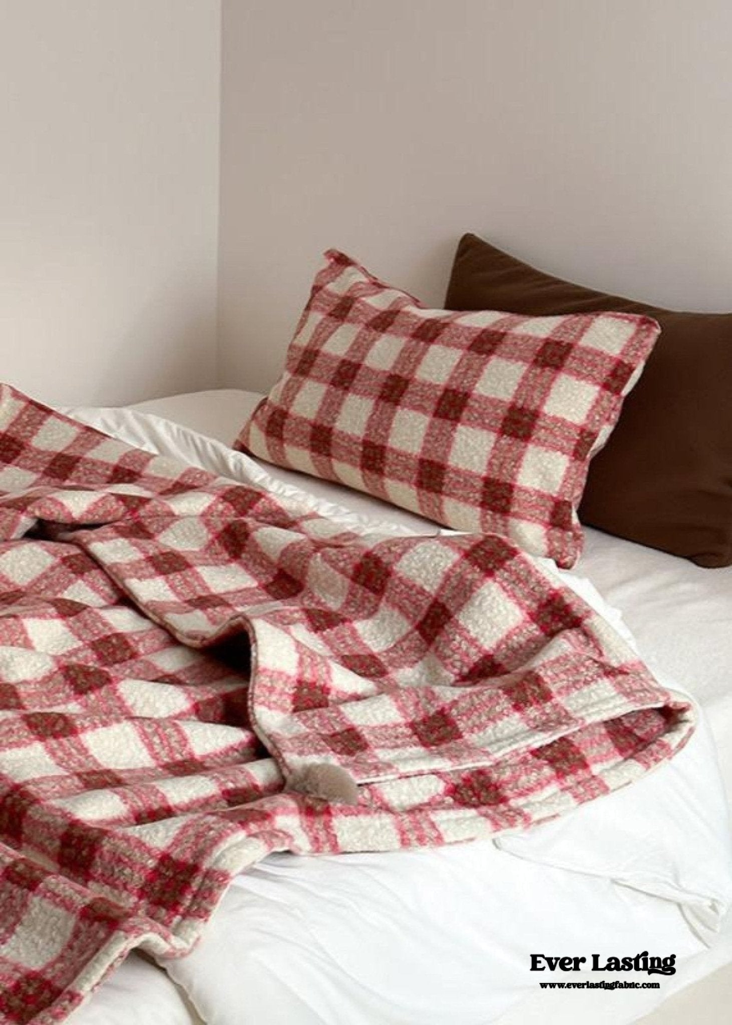 Cozy Plaid Wool Throw Blanket / Red - Ever Lasting