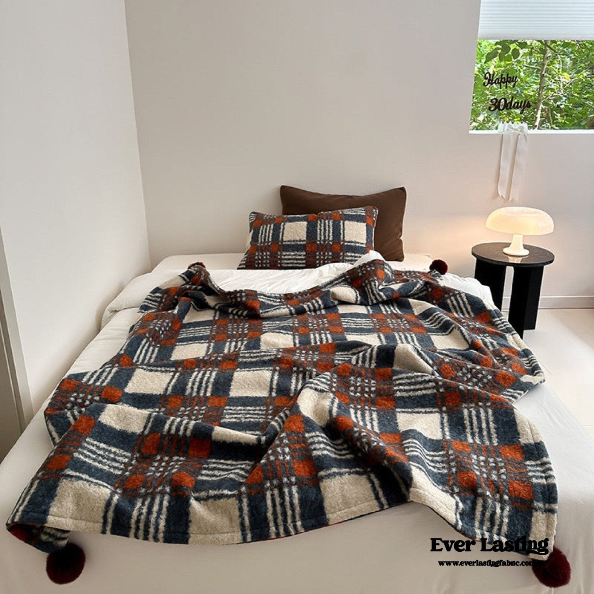 Cozy Plaid Wool Throw Blanket / Red - Ever Lasting