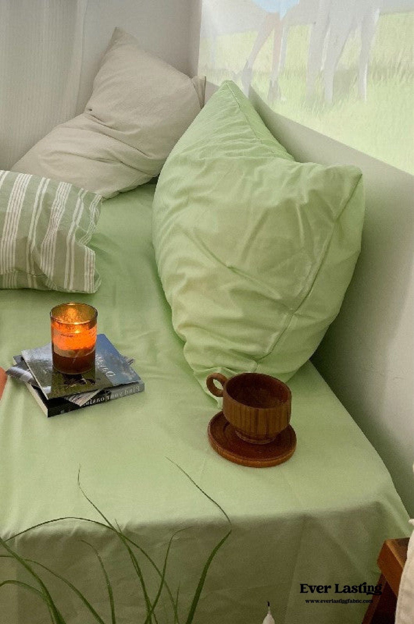 Cozy Washed Cotton Striped Bedding Set / Pink - Ever Lasting