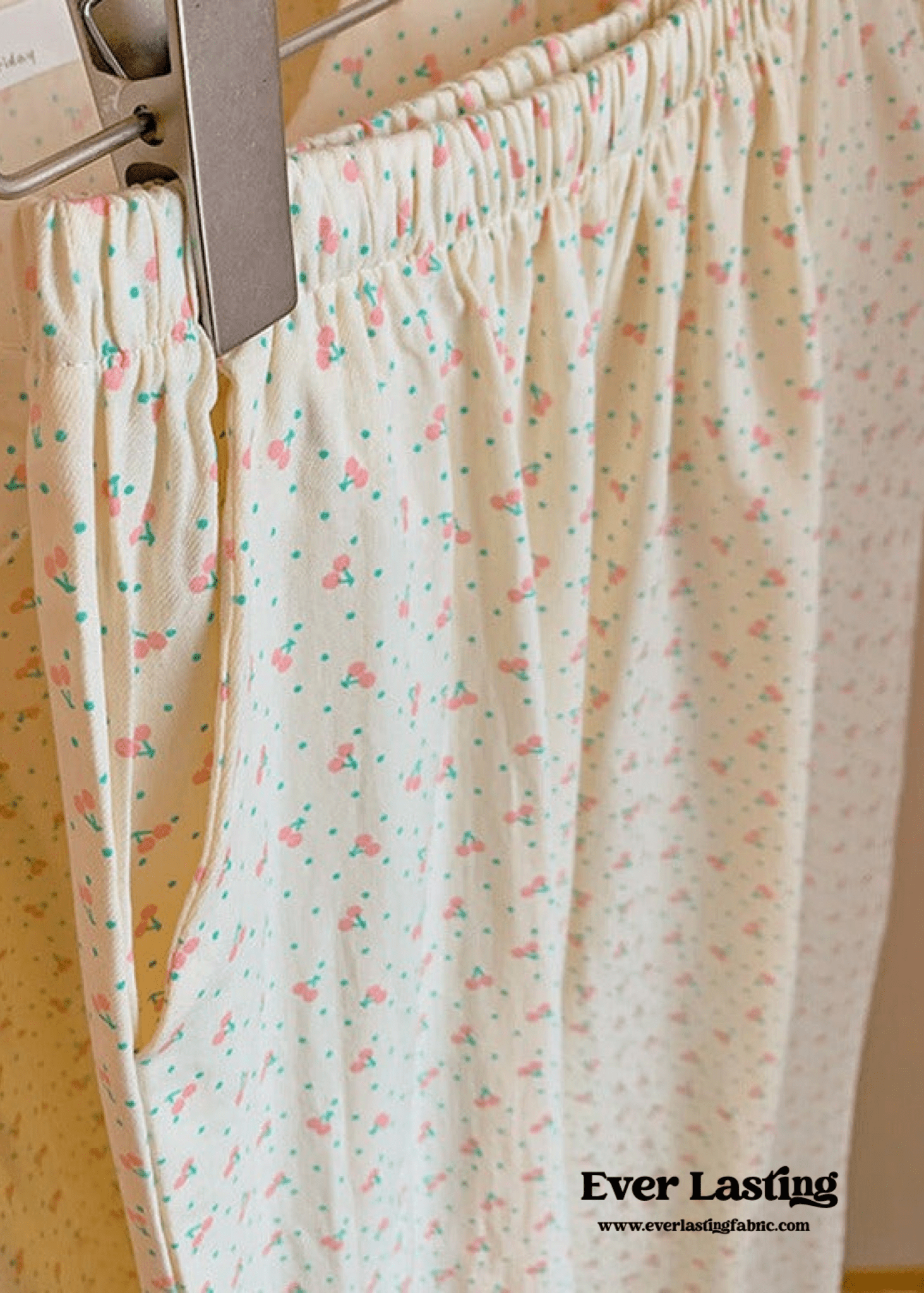Cream Floral Quarter Sleeves & Long Pants Pajama Set - Ever Lasting