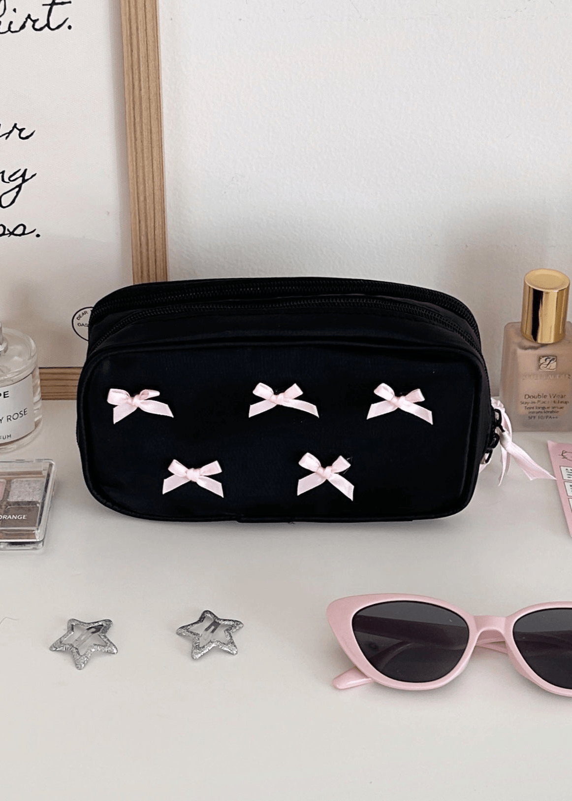 Cute Bow Black Makeup Bag - Ever Lasting