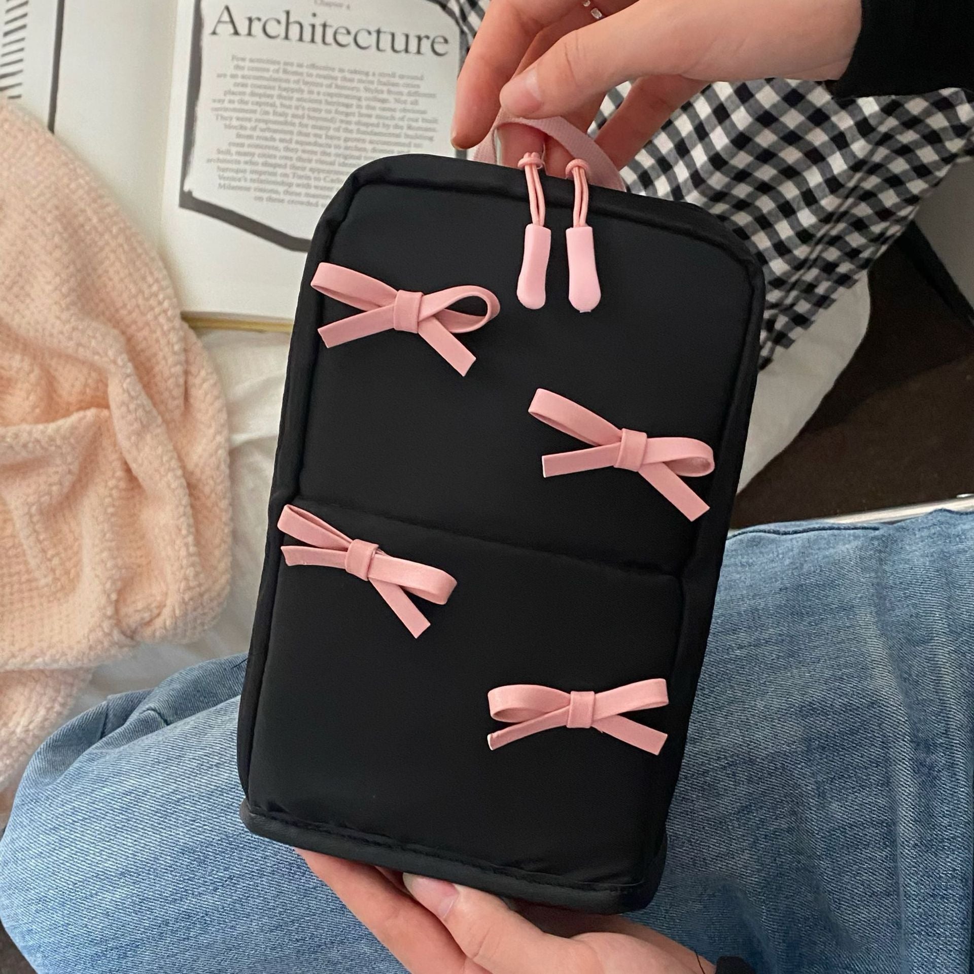 Cute Bow Black Makeup Bag - Ever Lasting