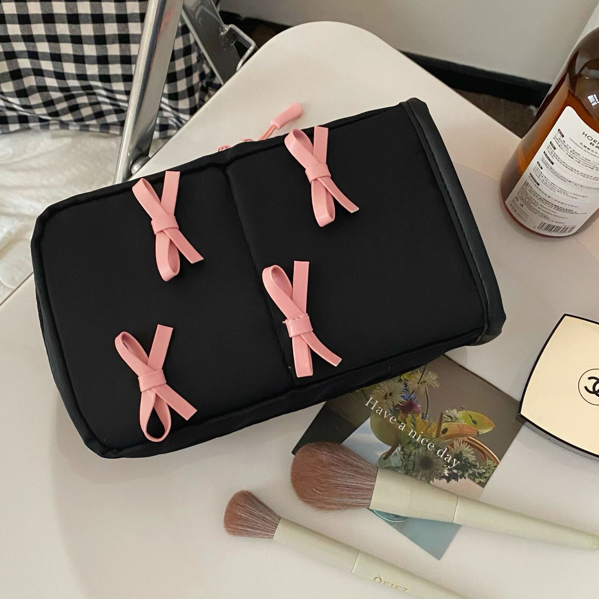 Cute Bow Black Makeup Bag - Ever Lasting
