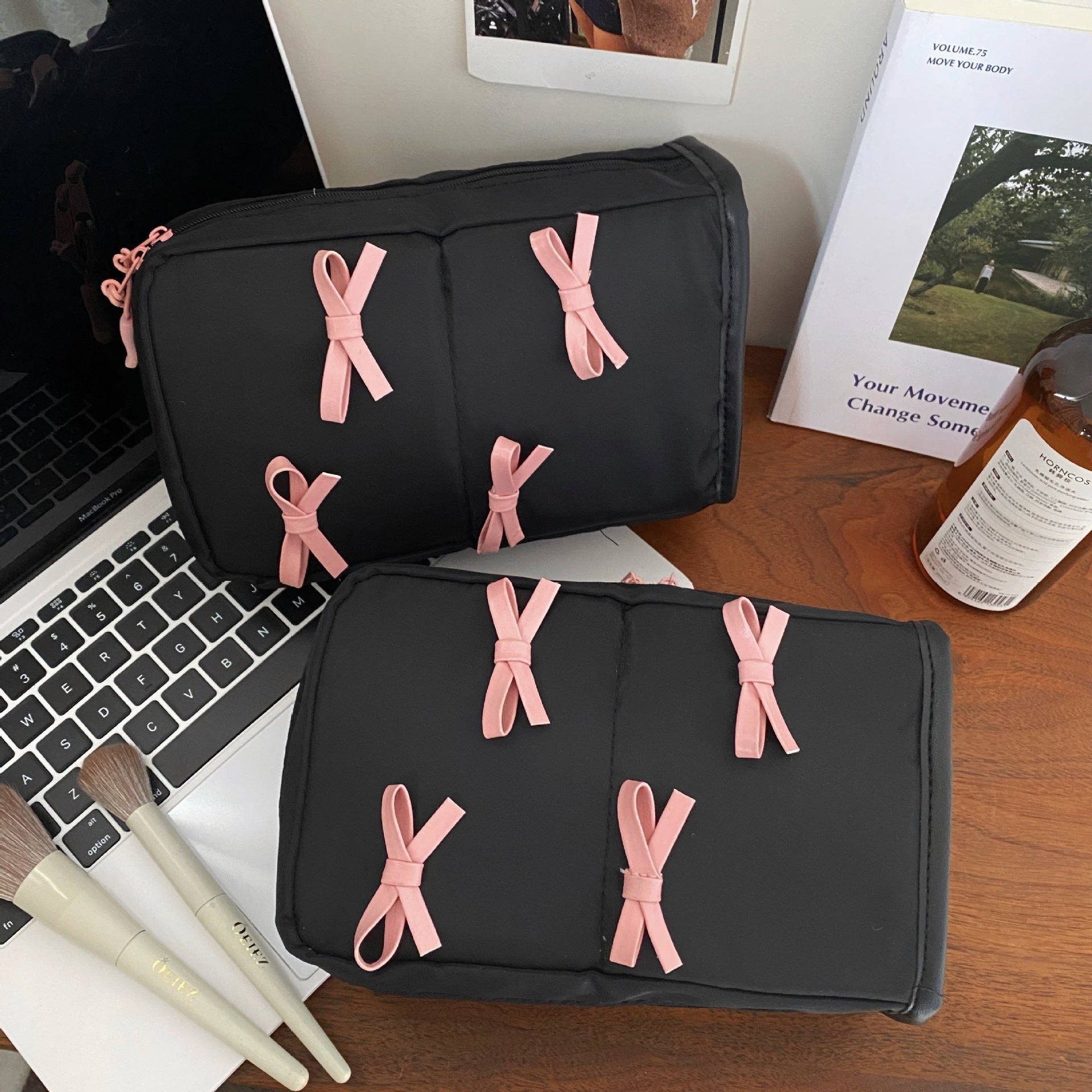 Cute Bow Black Makeup Bag - Ever Lasting