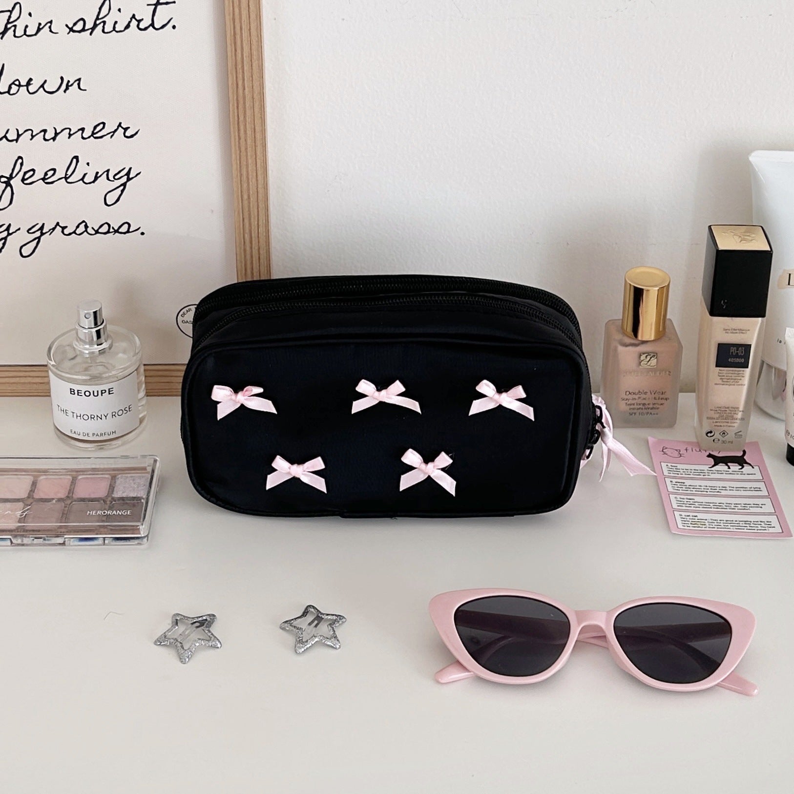 Cute Bow Black Makeup Bag - Ever Lasting