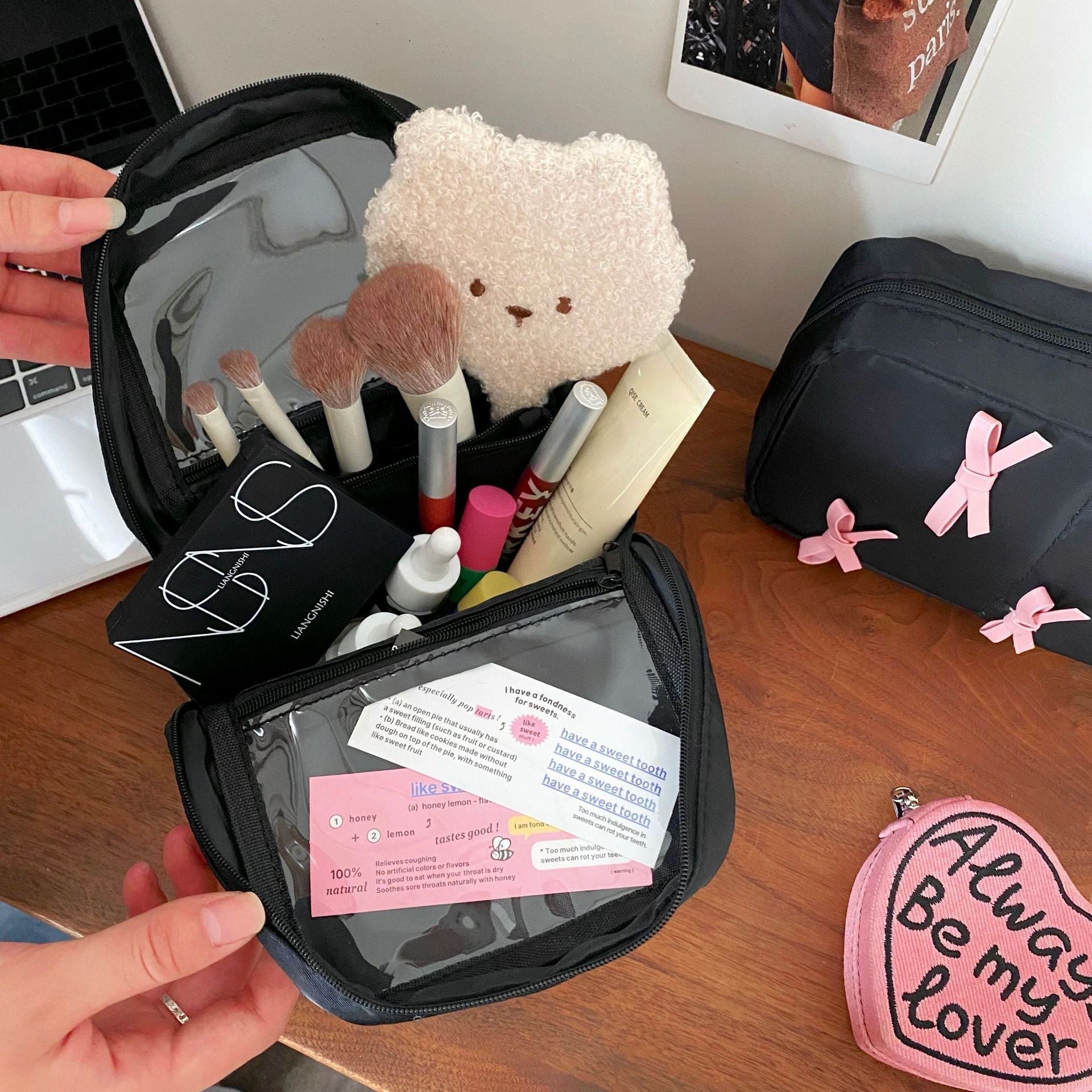 Cute Bow Black Makeup Bag - Ever Lasting