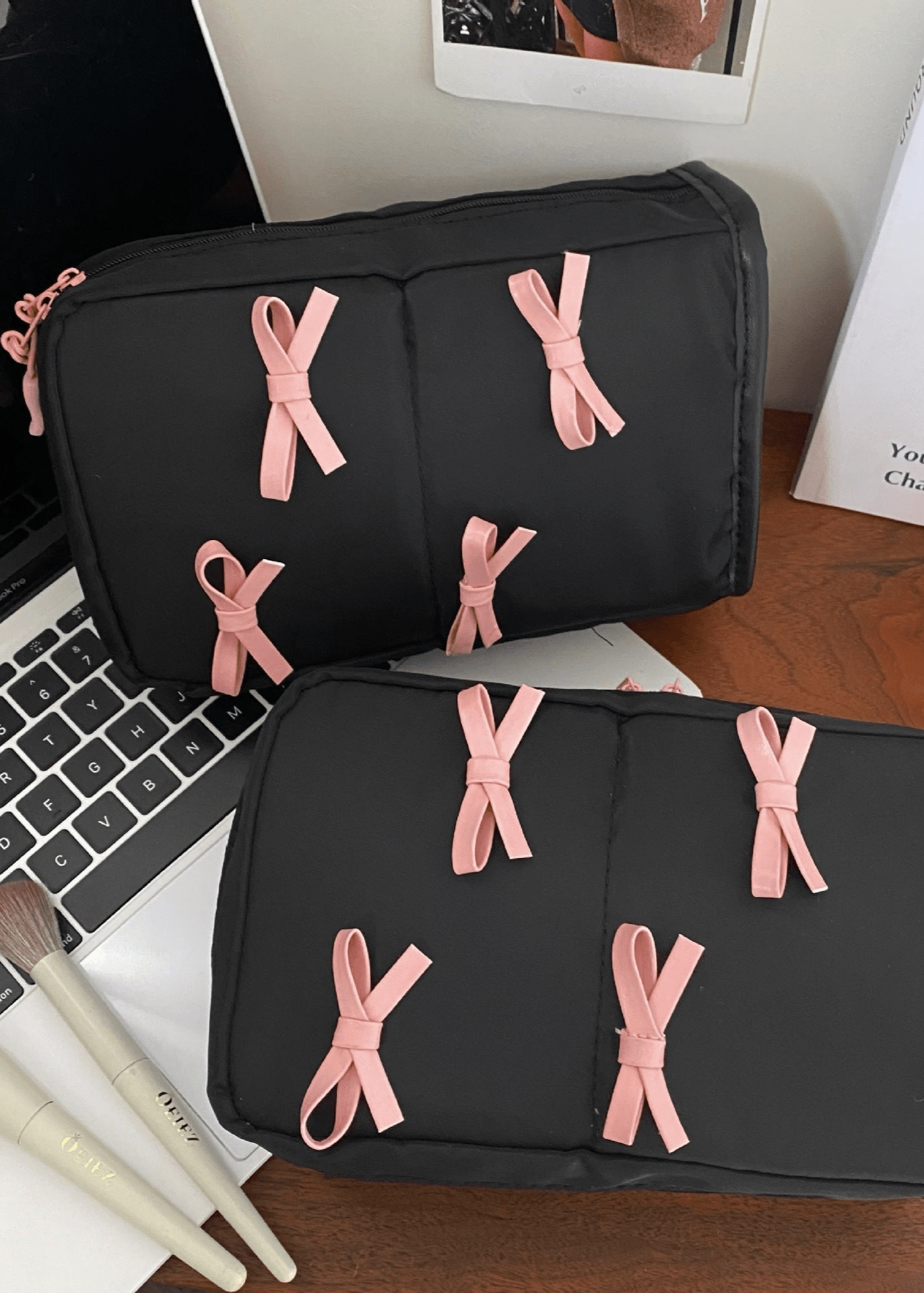 Cute Bow Black Makeup Bag - Ever Lasting