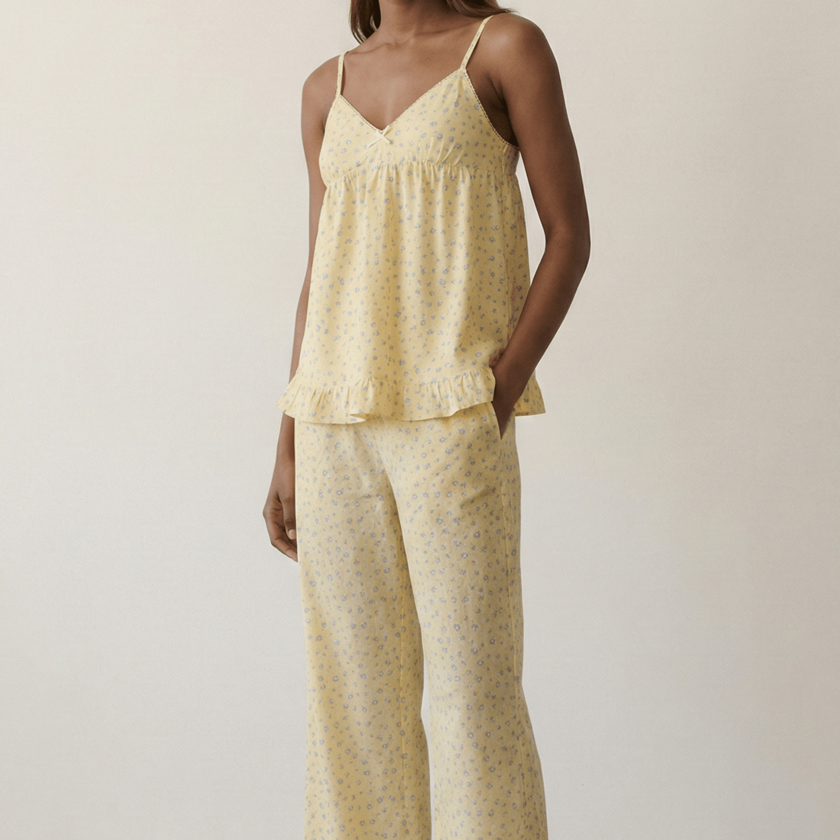 - Ever Lasting - Dahliana Sleeveless Floral Pajama Set / Yellow - Pajamas - Ever Lasting