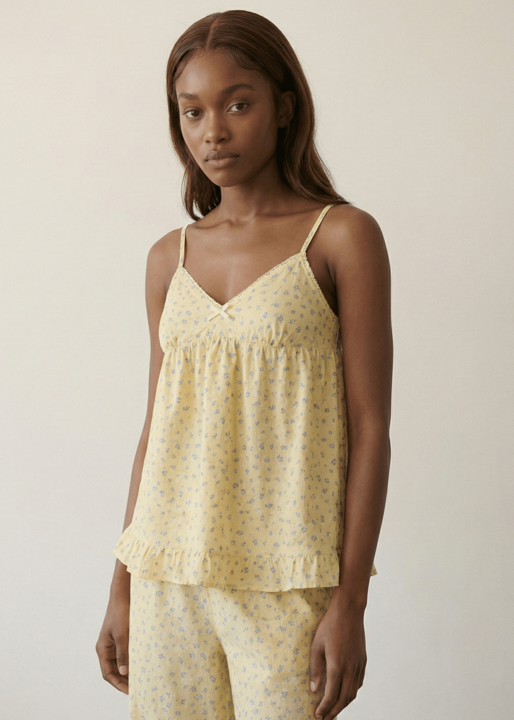 - Ever Lasting - Dahliana Sleeveless Floral Pajama Set / Yellow - Pajamas - Ever Lasting