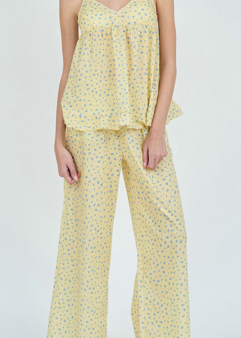 - Ever Lasting - Dahliana Sleeveless Floral Pajama Set / Yellow - Pajamas - Ever Lasting