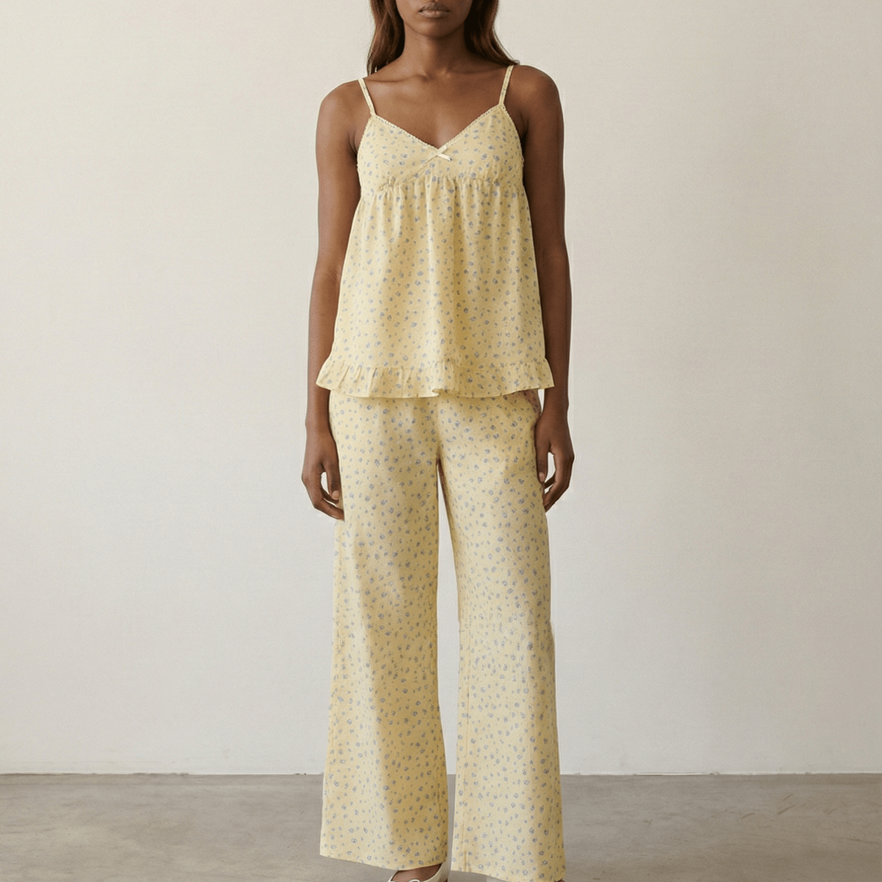 - Ever Lasting - Dahliana Sleeveless Floral Pajama Set / Yellow - Pajamas - Ever Lasting