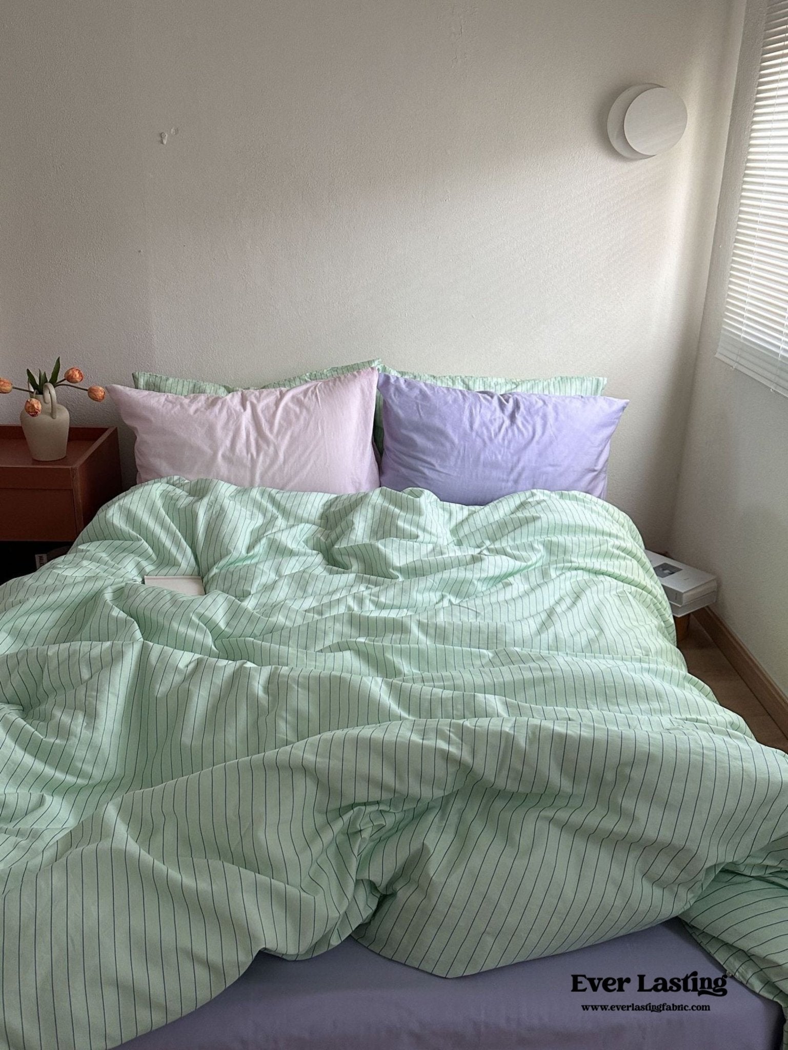 Daisy Mint Fresh Striped Bedding Set / Pink & Striped - Ever Lasting