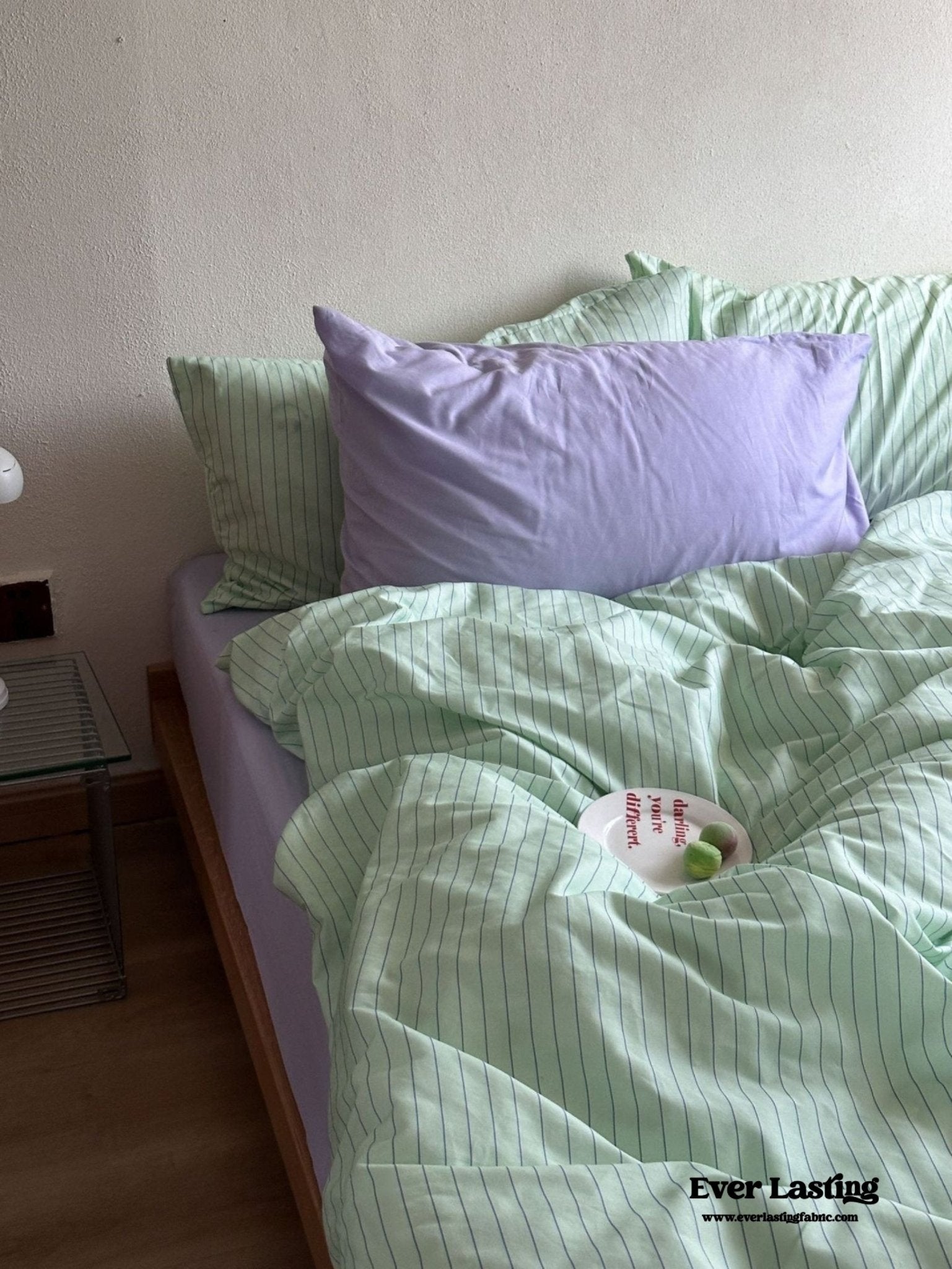 Daisy Mint Fresh Striped Bedding Set / Purple & Pink - Ever Lasting